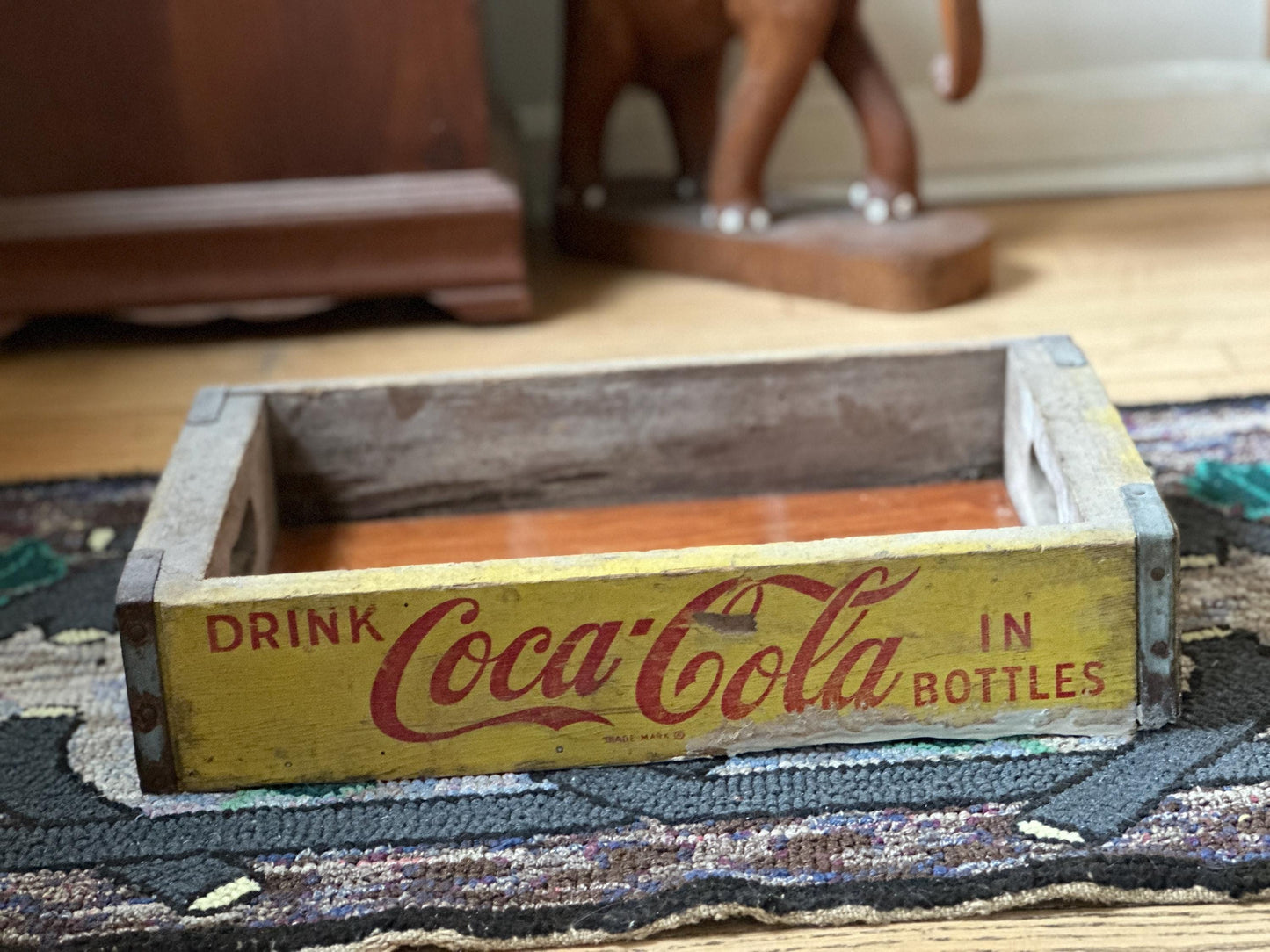 Vintage Coca Cola Advertising Tray | Vintage Coke Crate | Retro Coke Crate | Yellow and Red Coke Crate | PLEASE READ DESCRIPTION