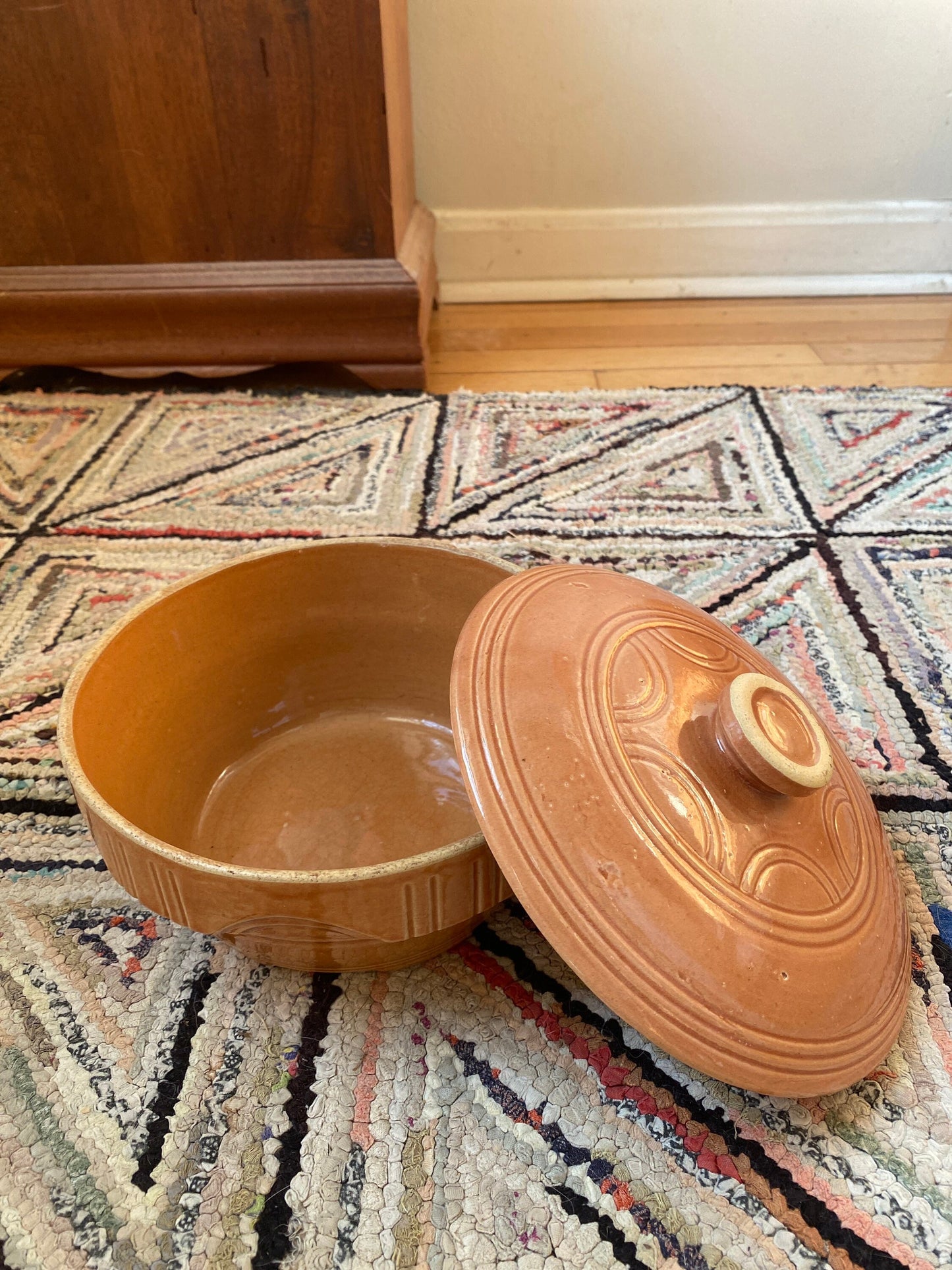 Vintage OvenWare USA 7 | Farmhouse Stoneware Bowl with Lid