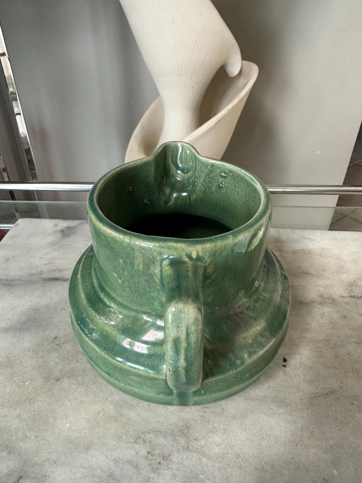 McCoy Buttermilk Pitcher | Anchor McCoy Buttermilk Pitcher | Green USA Pottery | VintasticCo