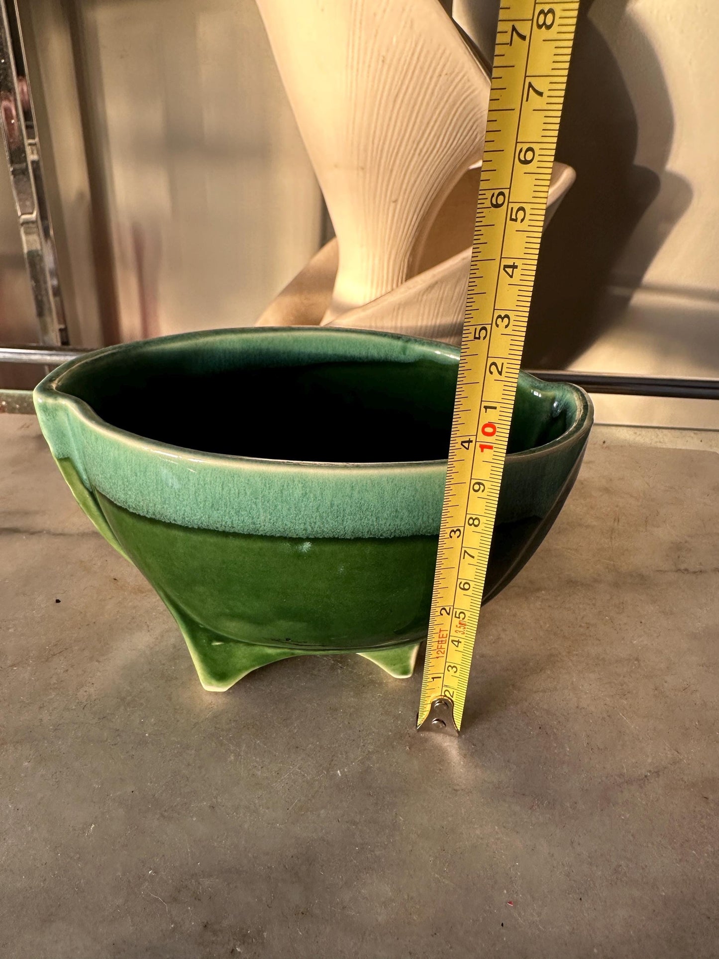 Covina Pottery CP Planter Ceramic MCM Amoeba Kidney Teardrop Footed Pot 346