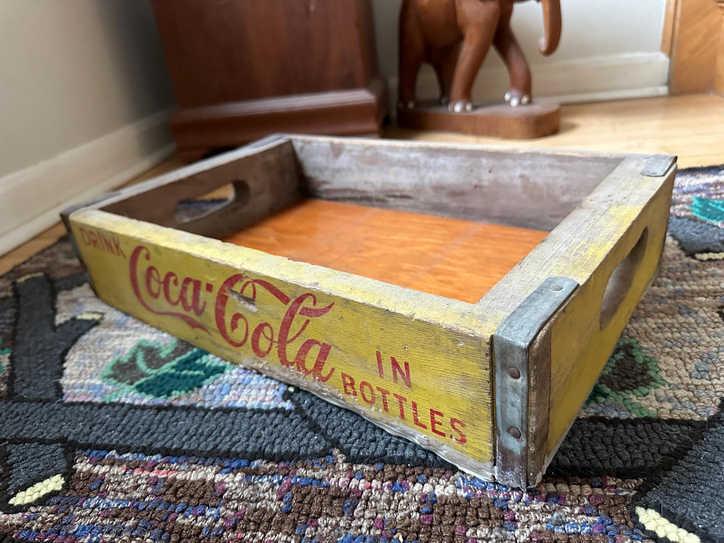 Vintage Coca Cola Advertising Tray | Vintage Coke Crate | Retro Coke Crate | Yellow and Red Coke Crate | PLEASE READ DESCRIPTION