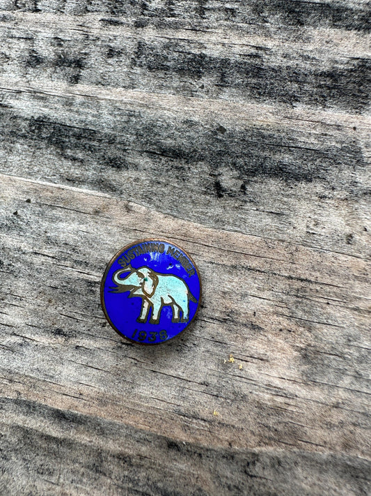 1938 Antique Political Republican Party Member Enameled Pinback Sustaining Member Elephant