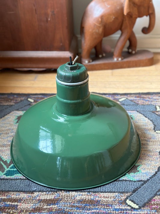 Vintage 16" WHEELER Industrial Green Porcelain Gas Station Barn Light Vtg Wheeler, Industrial Lighting, Retro Lighting, Ceiling Mount