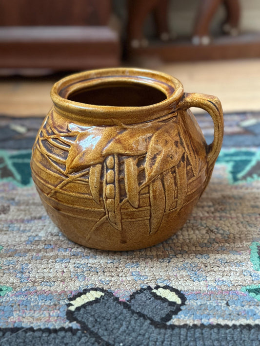 McCoy Pottery Vintage Bean Pot Brown Glaze Handle Beautiful design (No Lid)