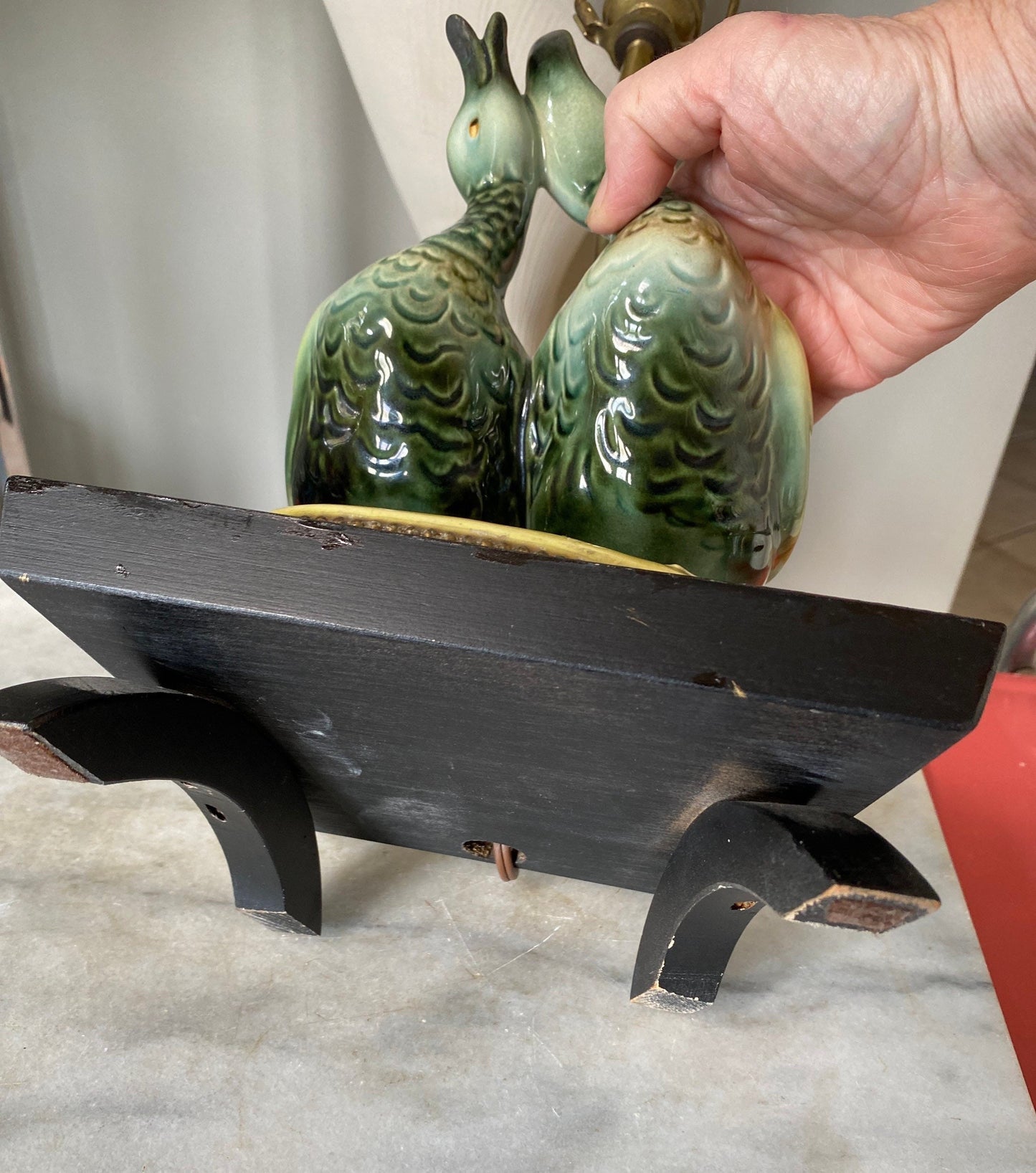 Mid Century Hull Asian Ducks Planter Accent Lamp