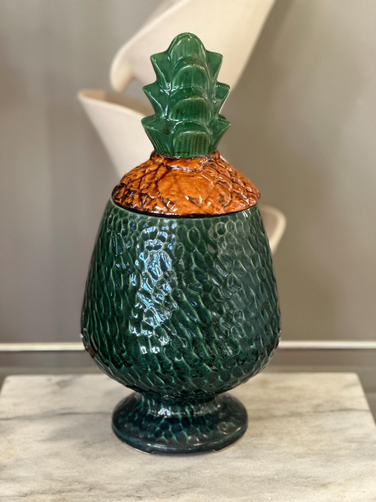 Vintage USA Pottery Pineapple Cookie Jar | 17” Pineapple Cookie Jar