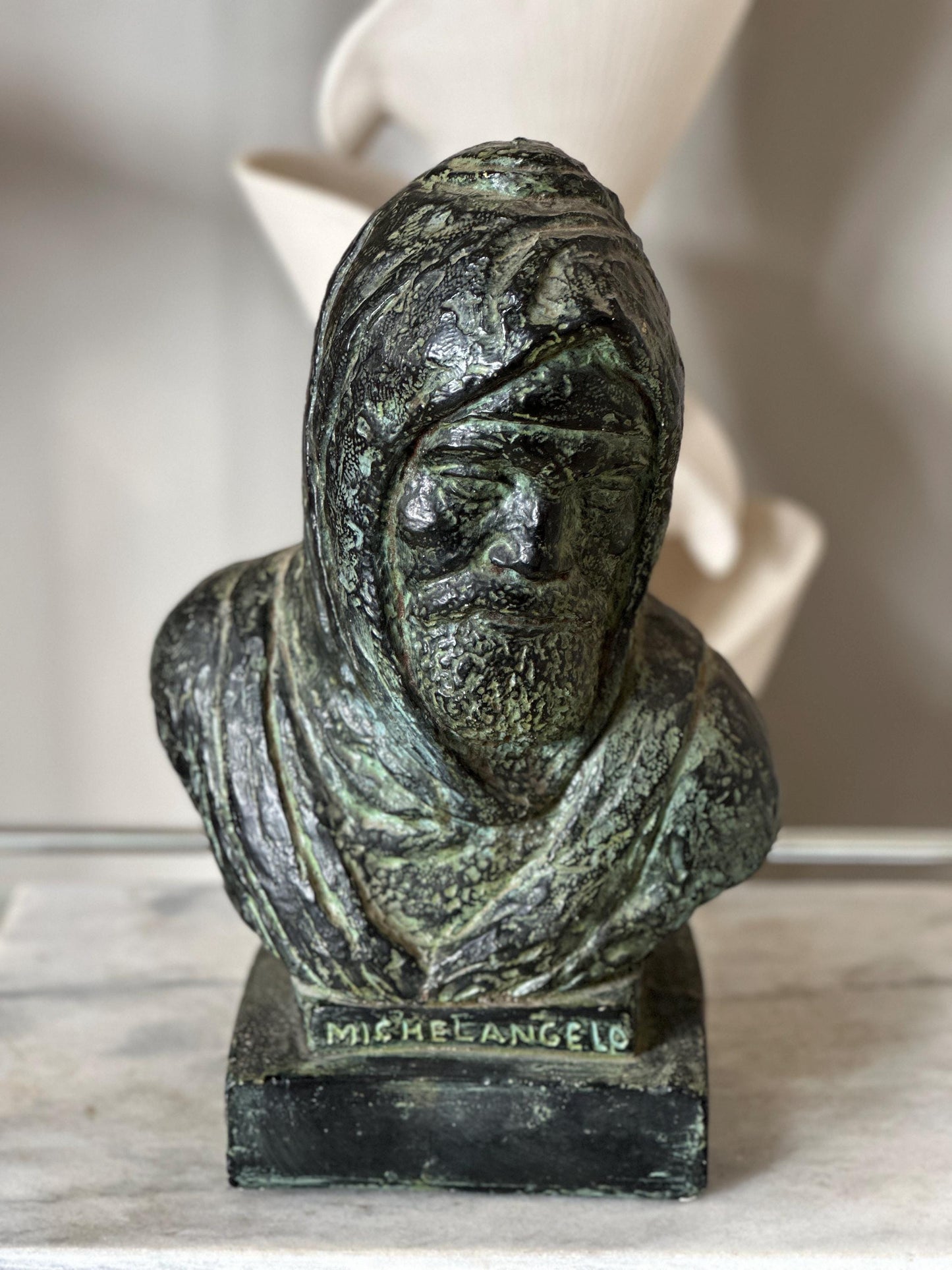 1960s Vintage Michelangelo Sculpture Self Portrait Bust by Austin Productions Art