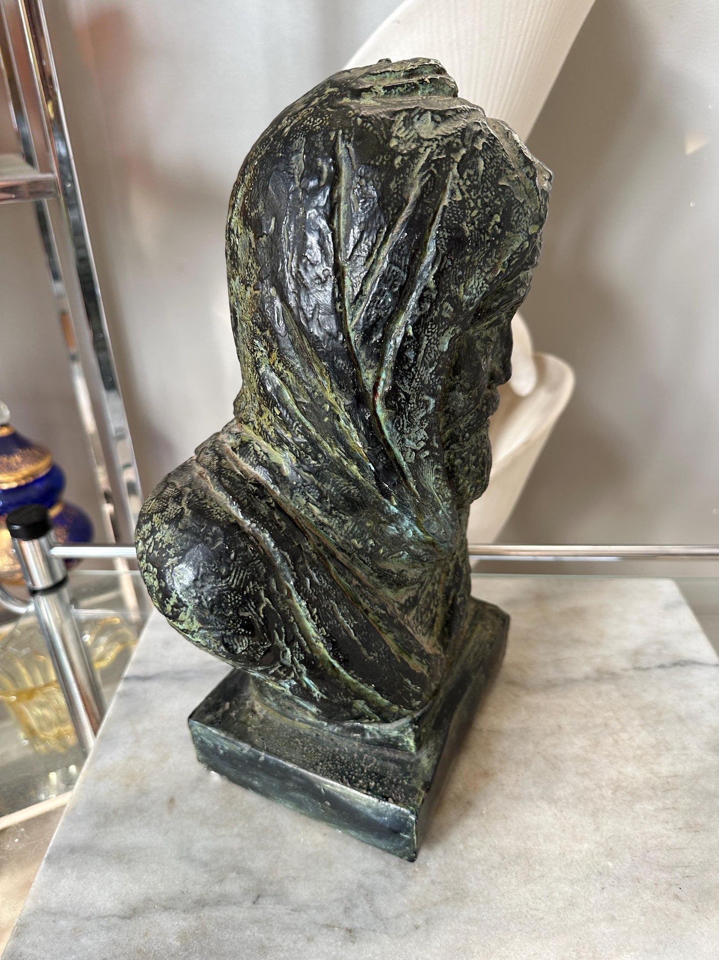 1960s Vintage Michelangelo Sculpture Self Portrait Bust by Austin Productions Art