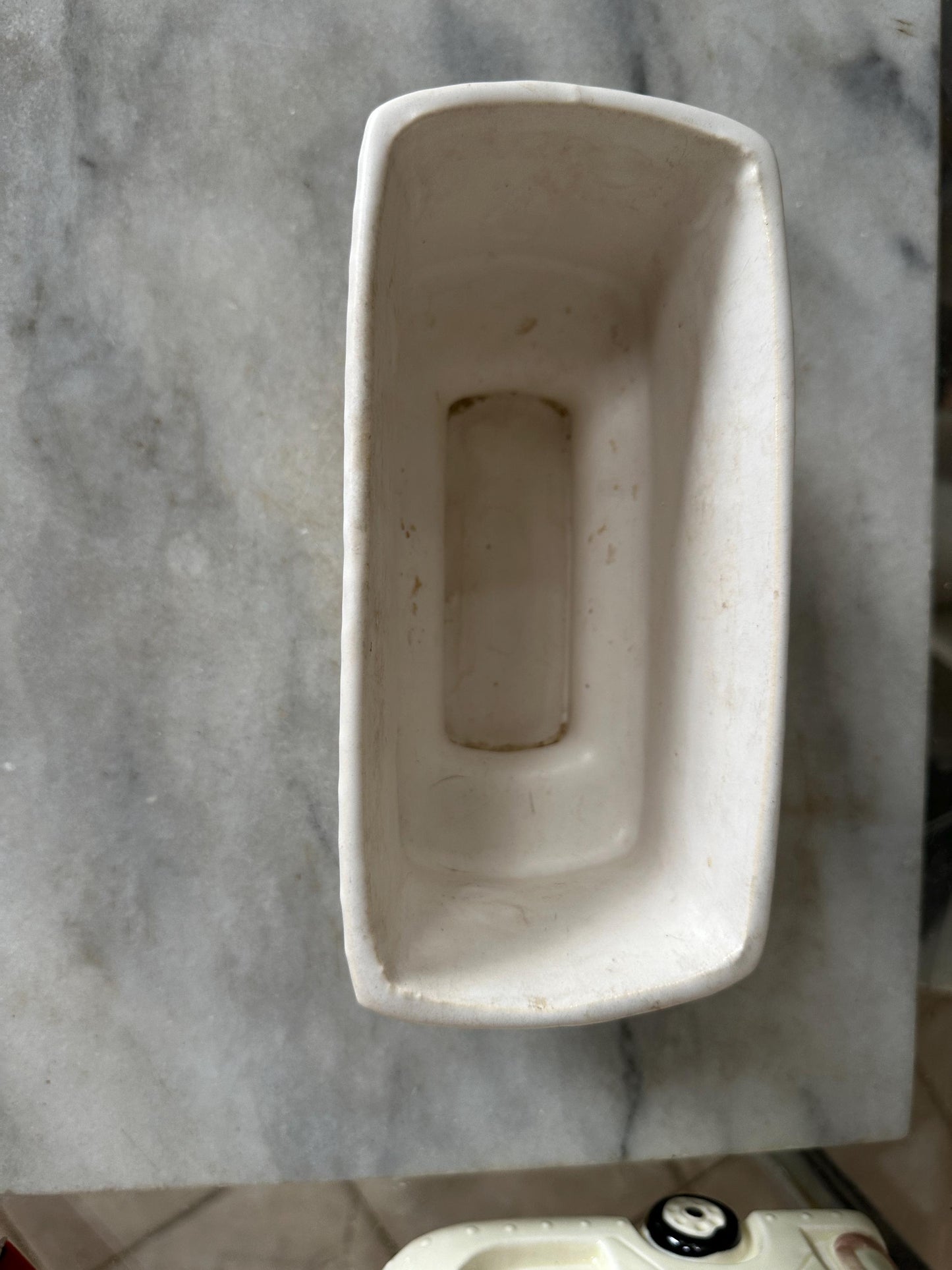 McCoy White Rectangular Pedestal Planter Swirl Design Vintage Pottery