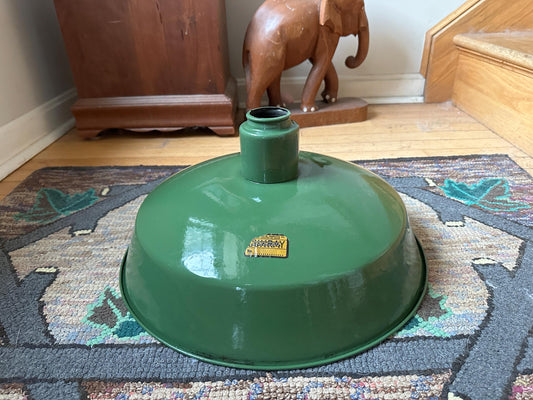 Vintage 16" Luxray Green Porcelain Enamel Yard Barn Light Gas Station, Industrial Lighting, Primitive Decor, Man Cave Decor, Retro Lighting