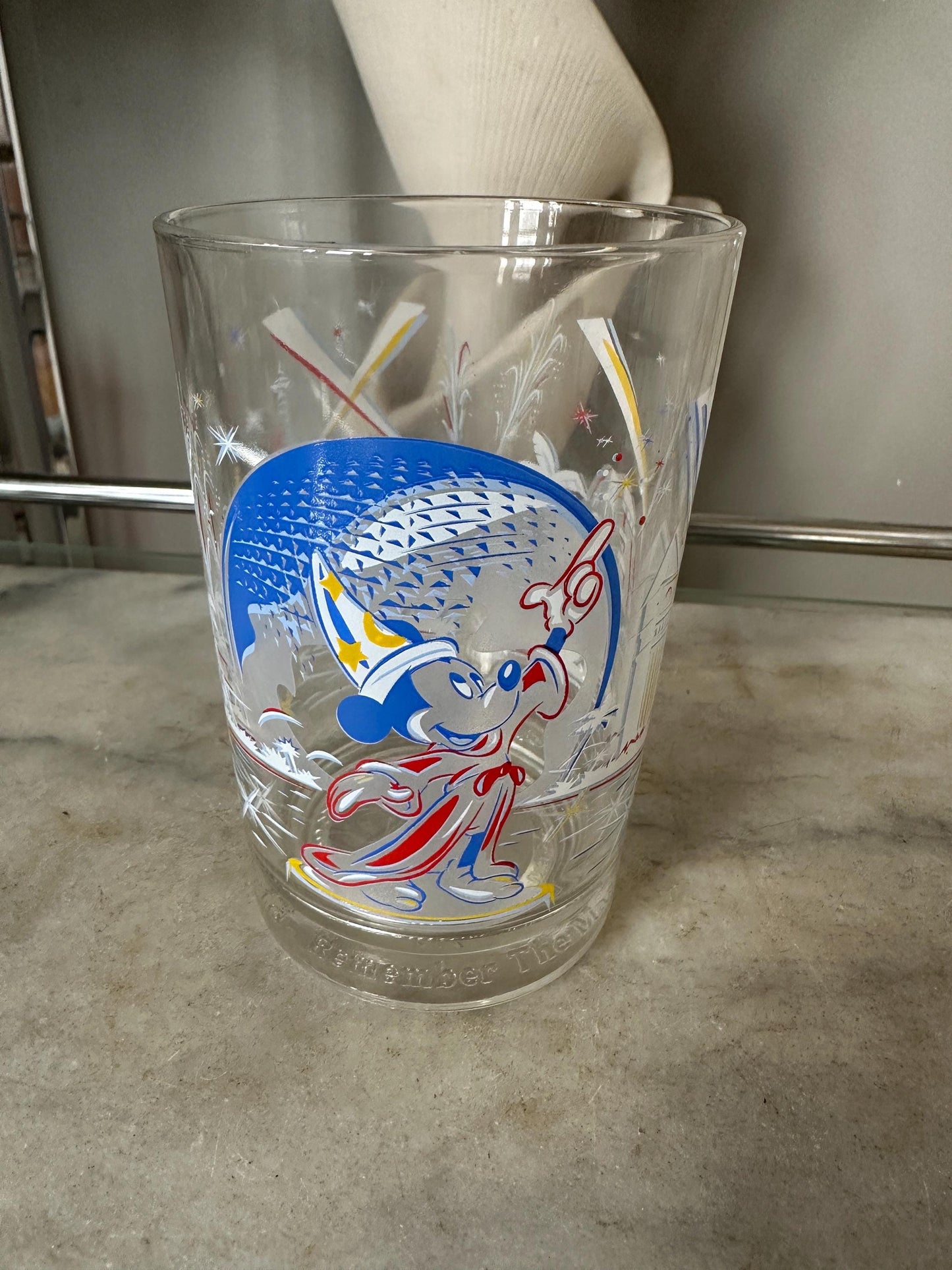 Walt Disney World Remember The Magic 25th Anniversary Glasses | Set of 4 | Mickey Mouse, Donald Duck, Goffy, Lumiere