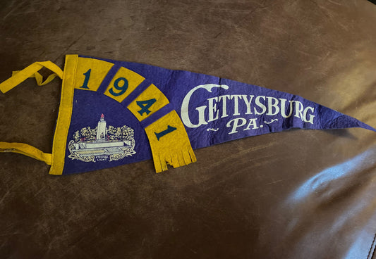1940s Vintage Gettysburg PA Souvenir Pennant - Felt Pennant Flag