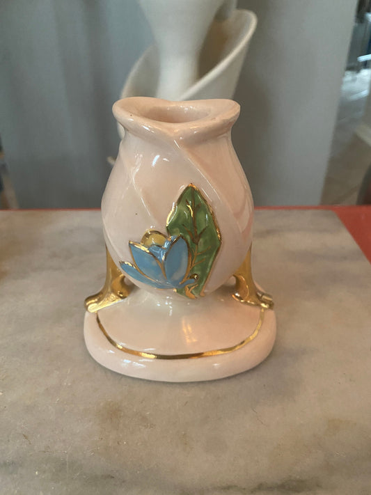 Mid-century Hull Pottery BLUE MAGNOLIA candlestick holders  | H-24 | USA
