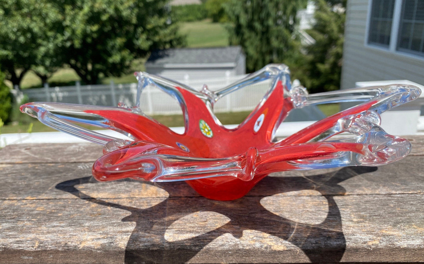 Millefiori Murano Style Handblown Glass Bowl | MCM Murano Bowl | Murano Centerpiece