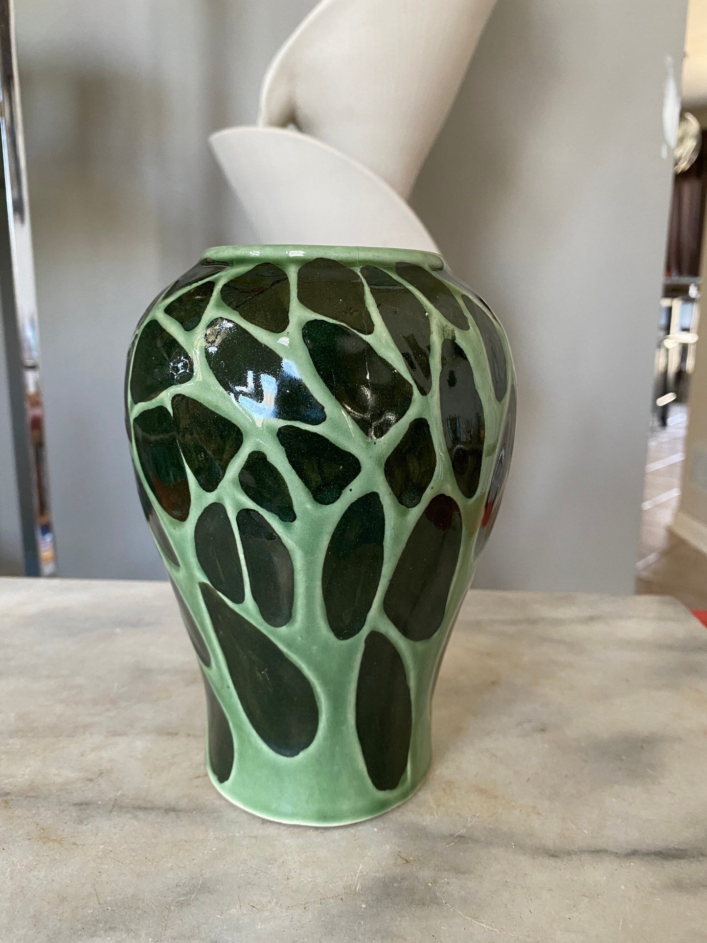 Vintage Ceramic Art Pottery Vase | MCM Textures and Turquoise and Navy Glaze