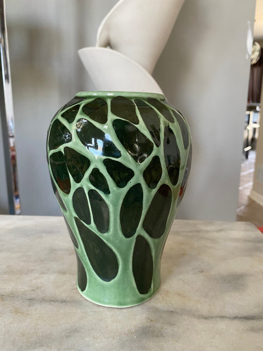 Vintage Ceramic Art Pottery Vase | MCM Textures and Turquoise and Navy Glaze
