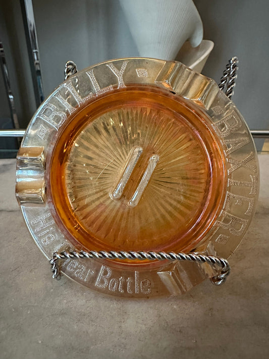 Vintage Marigold Carnival Glass AshTray—Billy Baxter The Clear Boytle advertising | Marigold Carnival Glass |