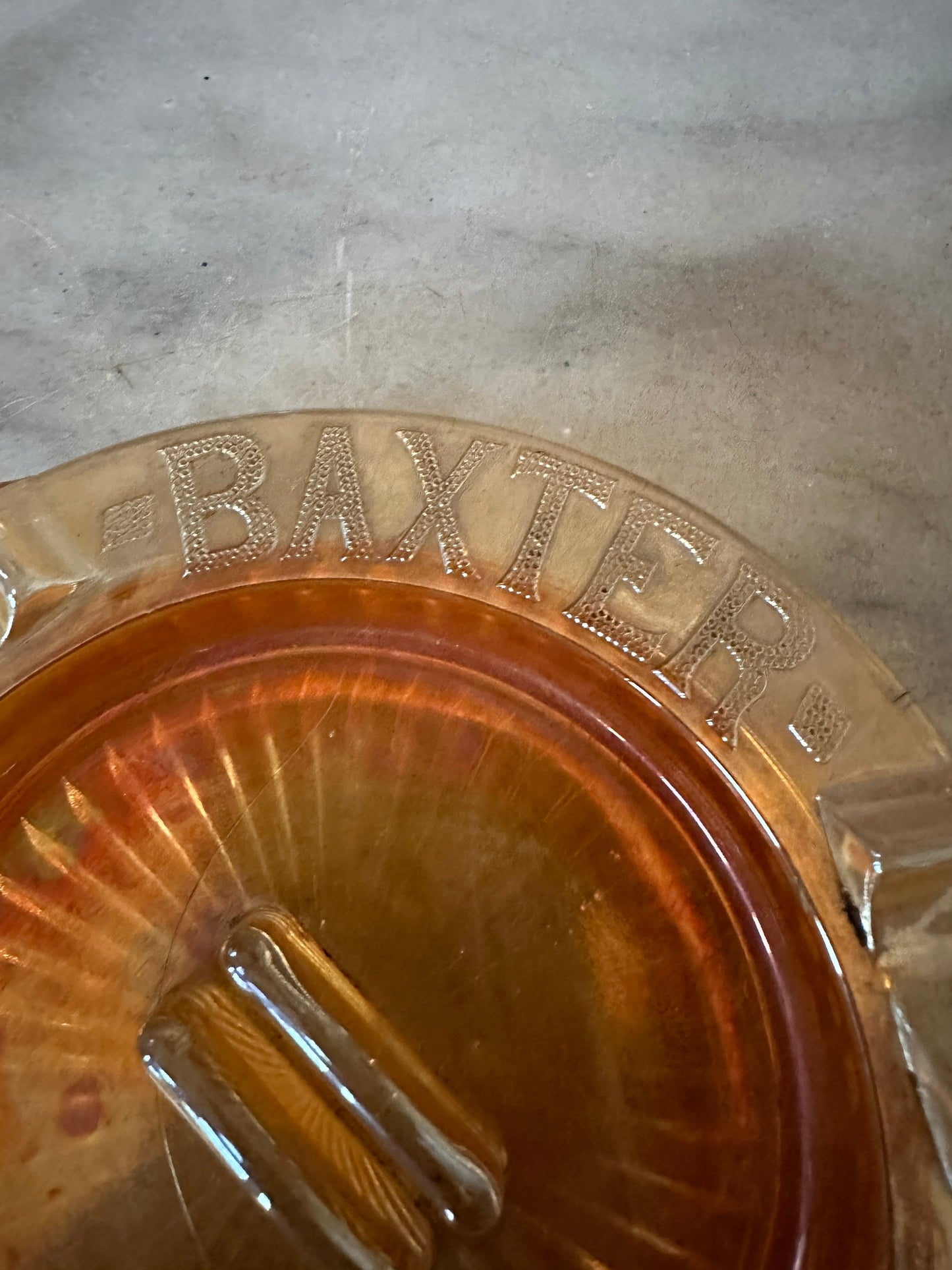 Vintage Marigold Carnival Glass AshTray—Billy Baxter The Clear Boytle advertising | Marigold Carnival Glass |