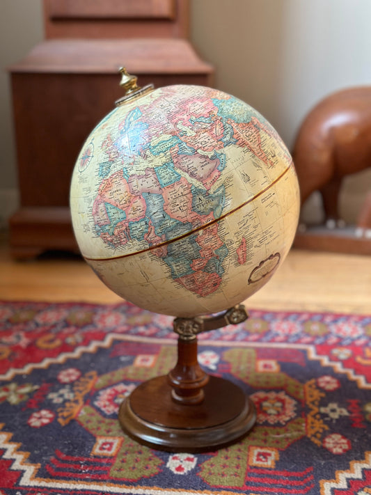 VTG Cranbrook Antique Raised Relief Desk – Globe | Replogle Globe with Brass Plated Accents