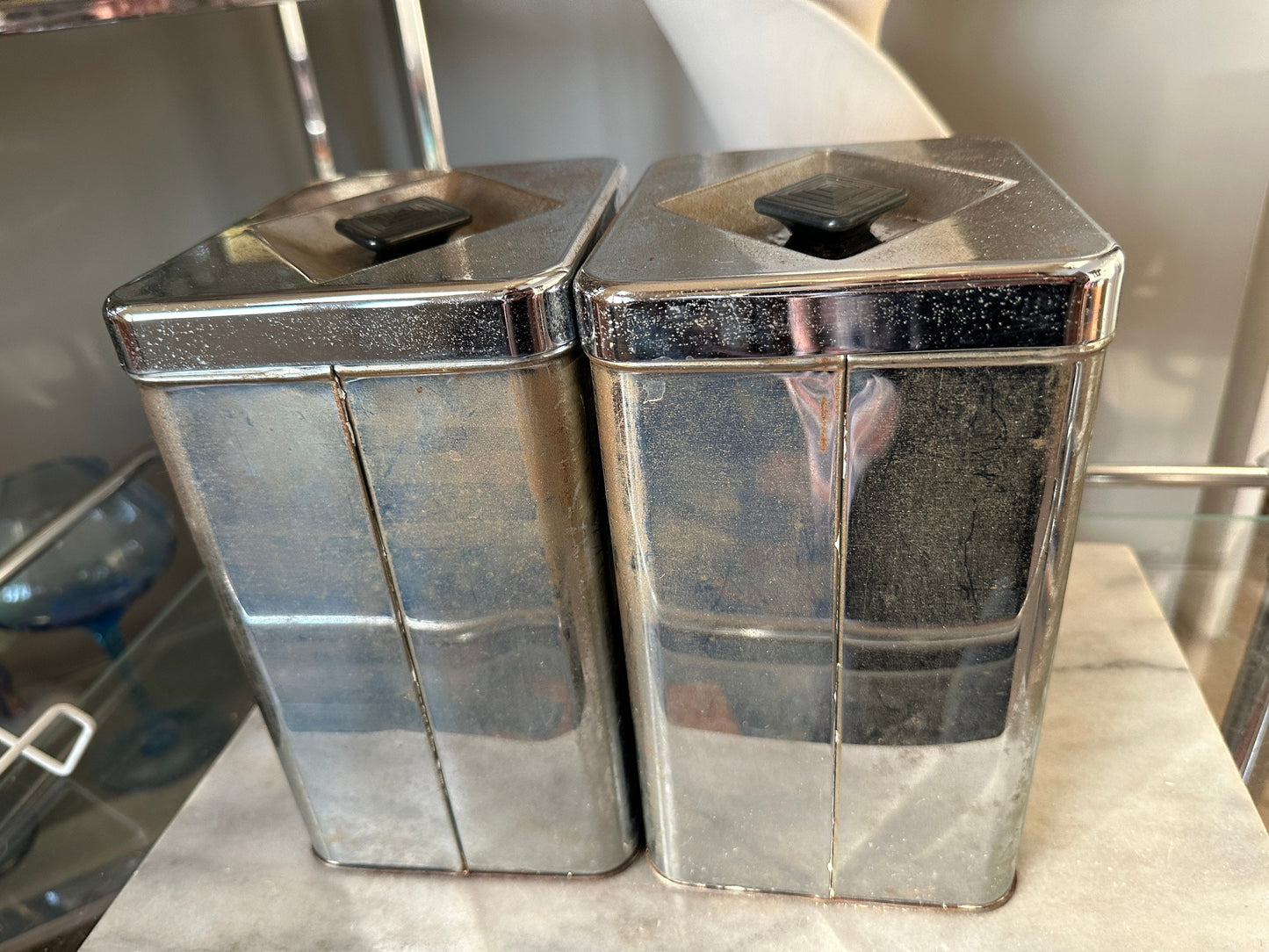 Canette Vintage 50s/60s Chrome Kitchen Sugar & Flour Canister Set (2)