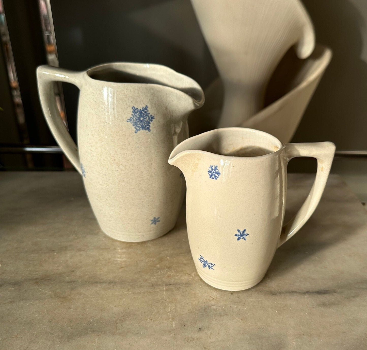 Vintage Pair PFALTZGRAFF Mid Century Modern, Atomic Snowflake Pitchers