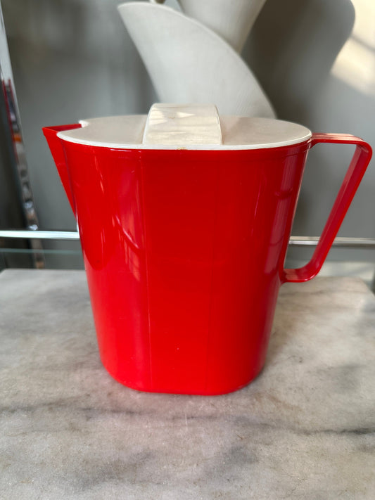 Vintage BEACON Ted and White Plastic Pitcher | 1950s | Retro Kitchen