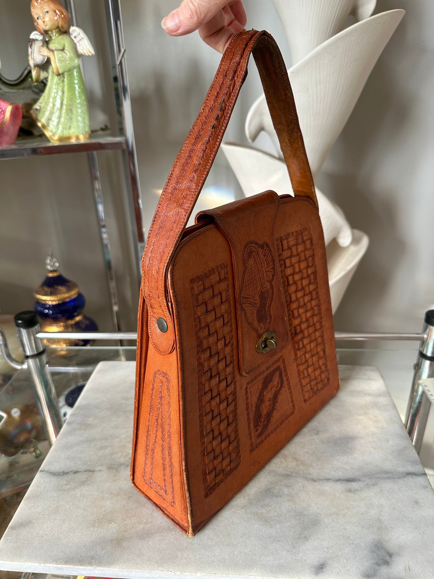 Vintage Hand Tooled 1960’s Mexican or Western Handbag