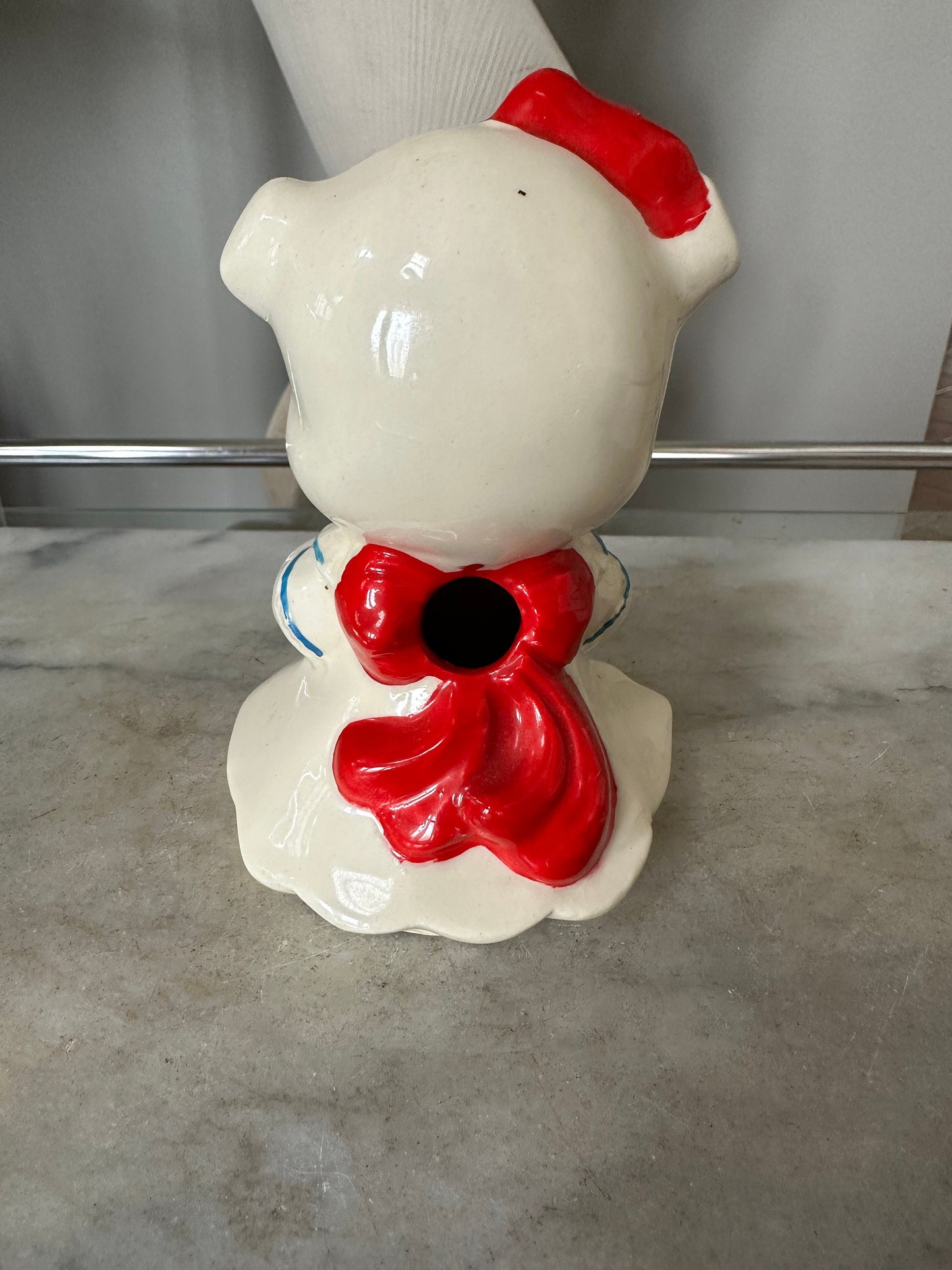 Vintage American Bisque Hand Painted Anthropomorphic Girl Pig Figurine