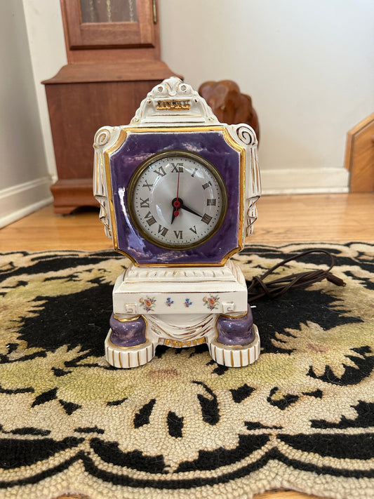 Vintage Ceramic 1940 Mantel Clock Oxford metal spinning co