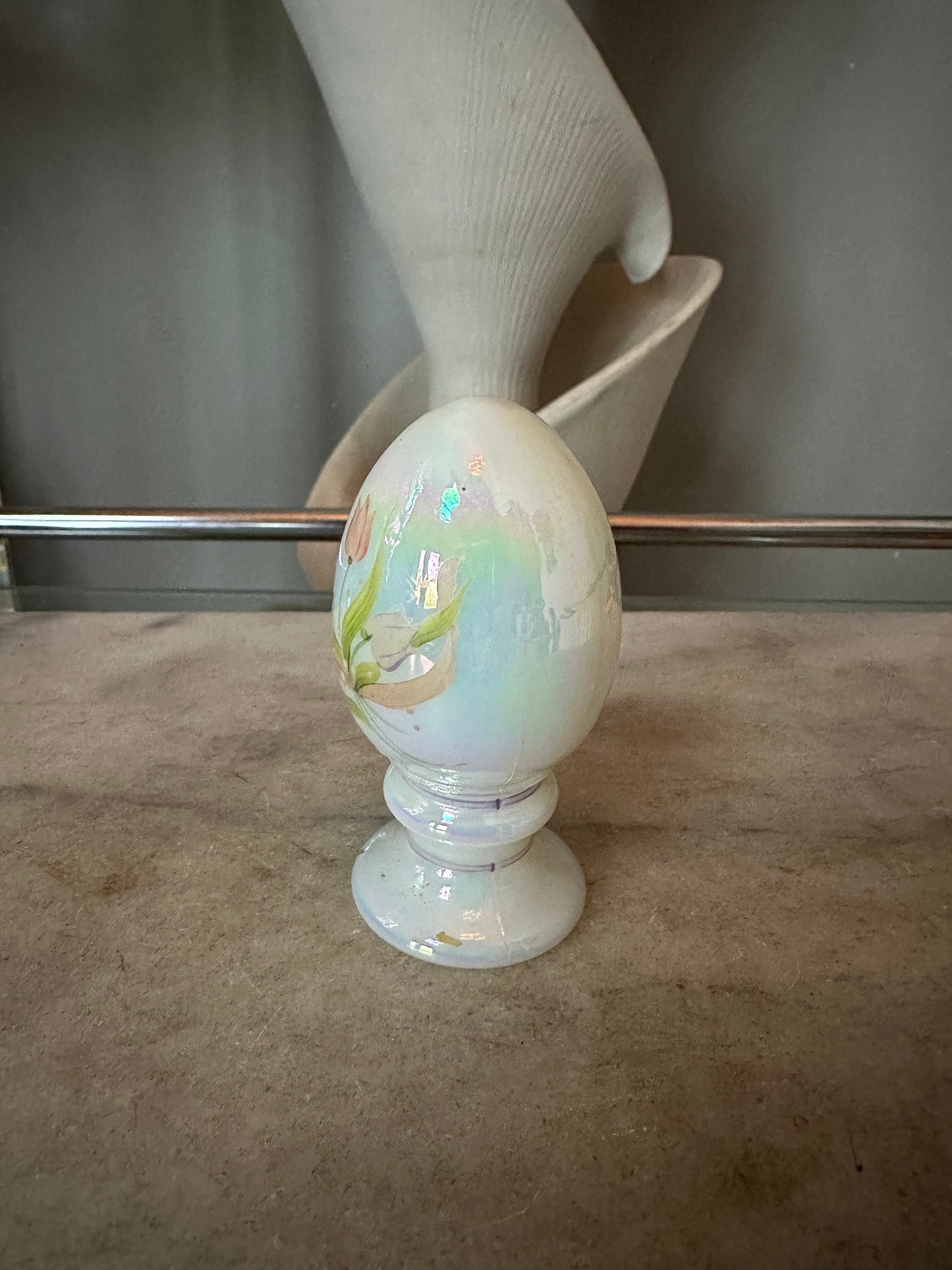 Limited Edition Fenton Tulips Pedestal Egg Artist Signed