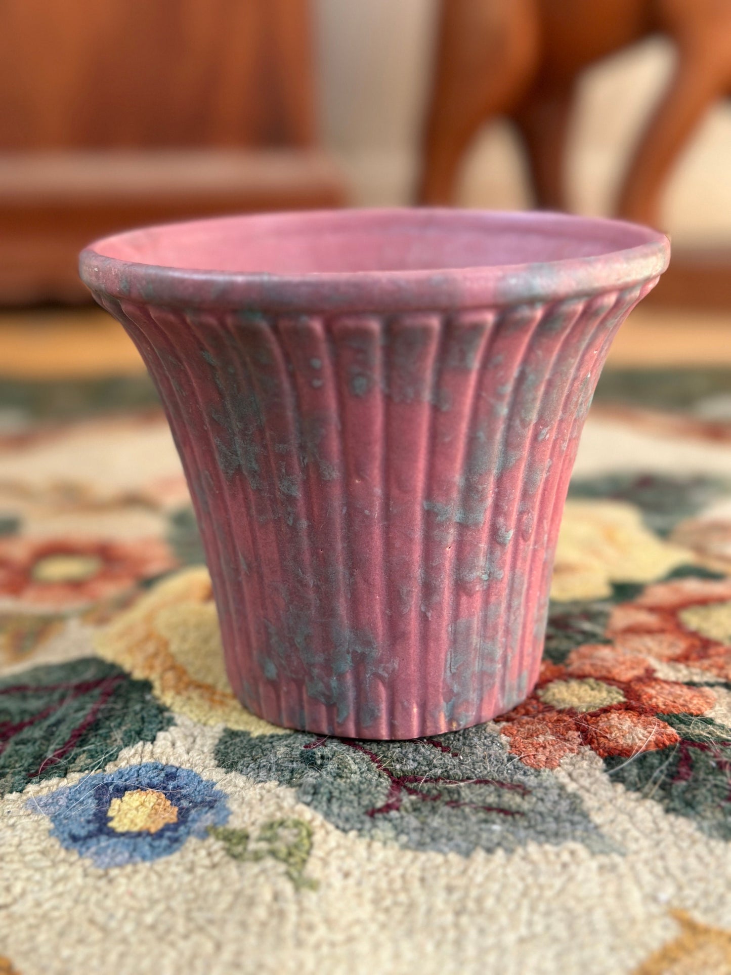 Burley Winter 1930s Vintage Art Pottery Mottled Blue and Pink | Ceramic Planter | Number 5