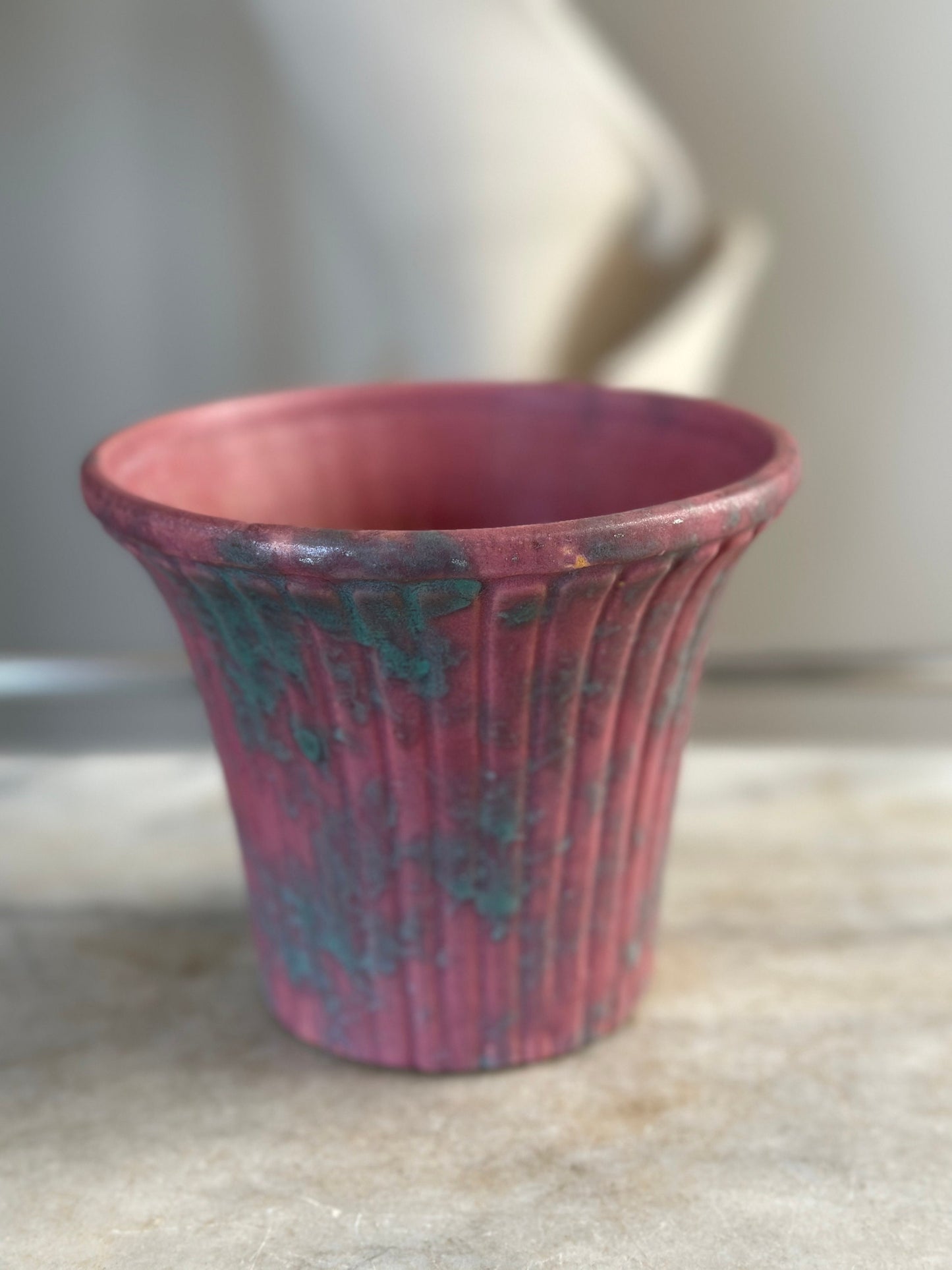 Burley Winter 1930s Vintage Art Pottery Mottled Blue and Pink | Ceramic Planter | Number 5