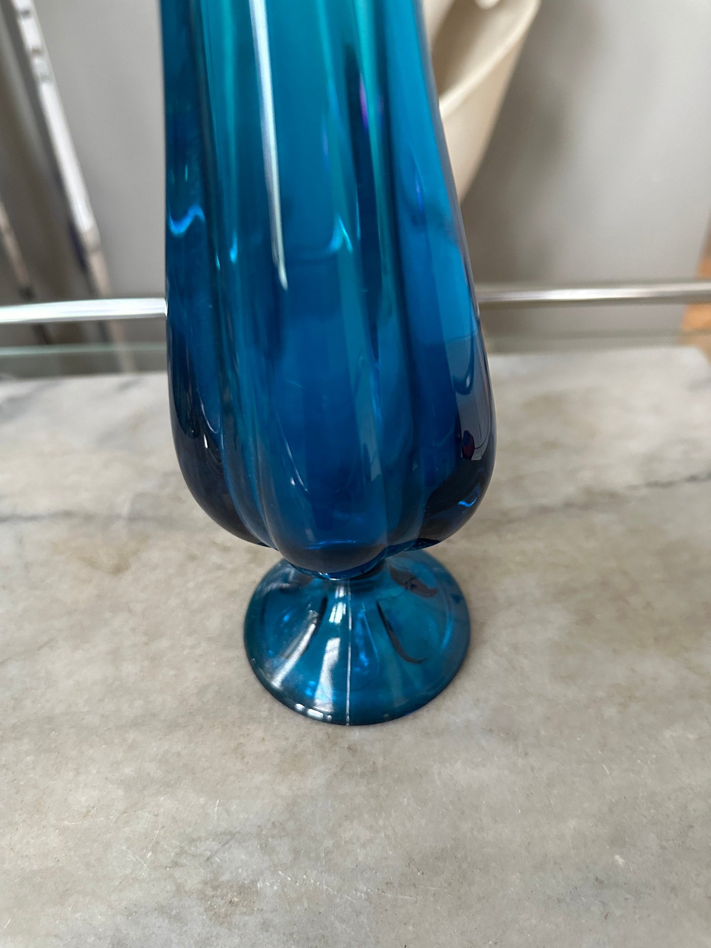 Vintage Viking Glass EPIC Bluenique Swung Pulled Vase