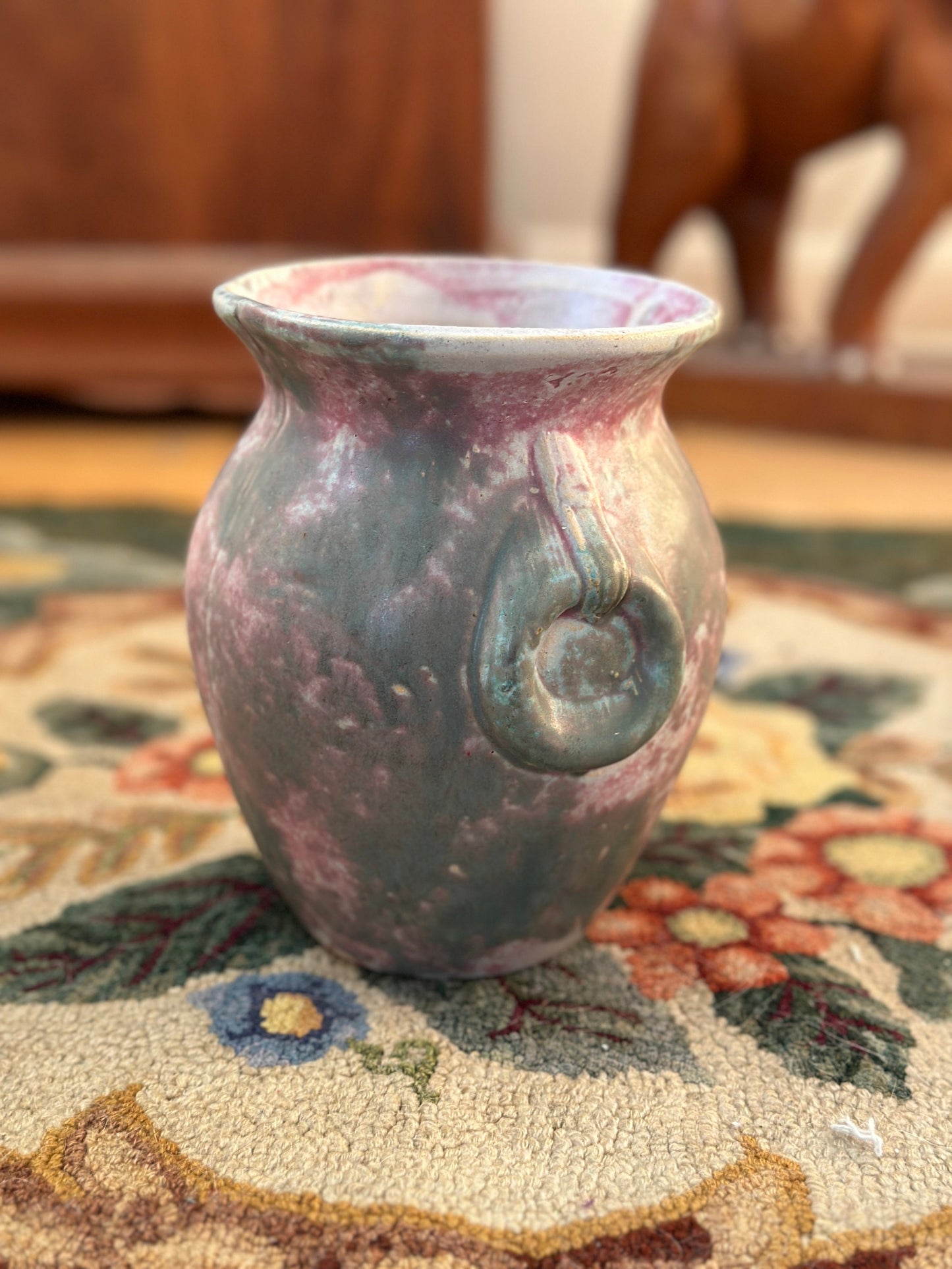 Burley Winter 1930s Vintage Art Pottery Mottled Purple, Blue and Pink | Ceramic Vase 53