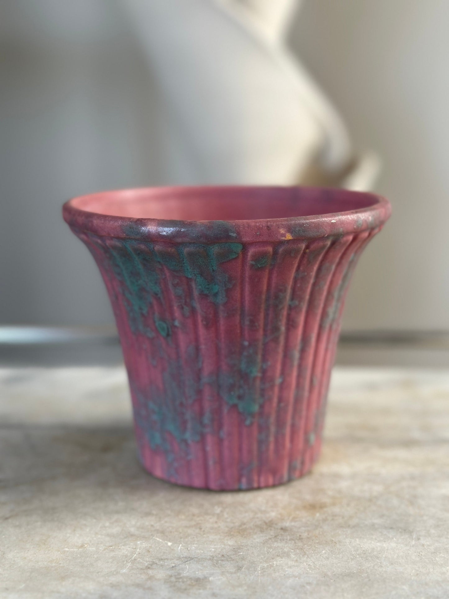 Burley Winter 1930s Vintage Art Pottery Mottled Blue and Pink | Ceramic Planter | Number 5