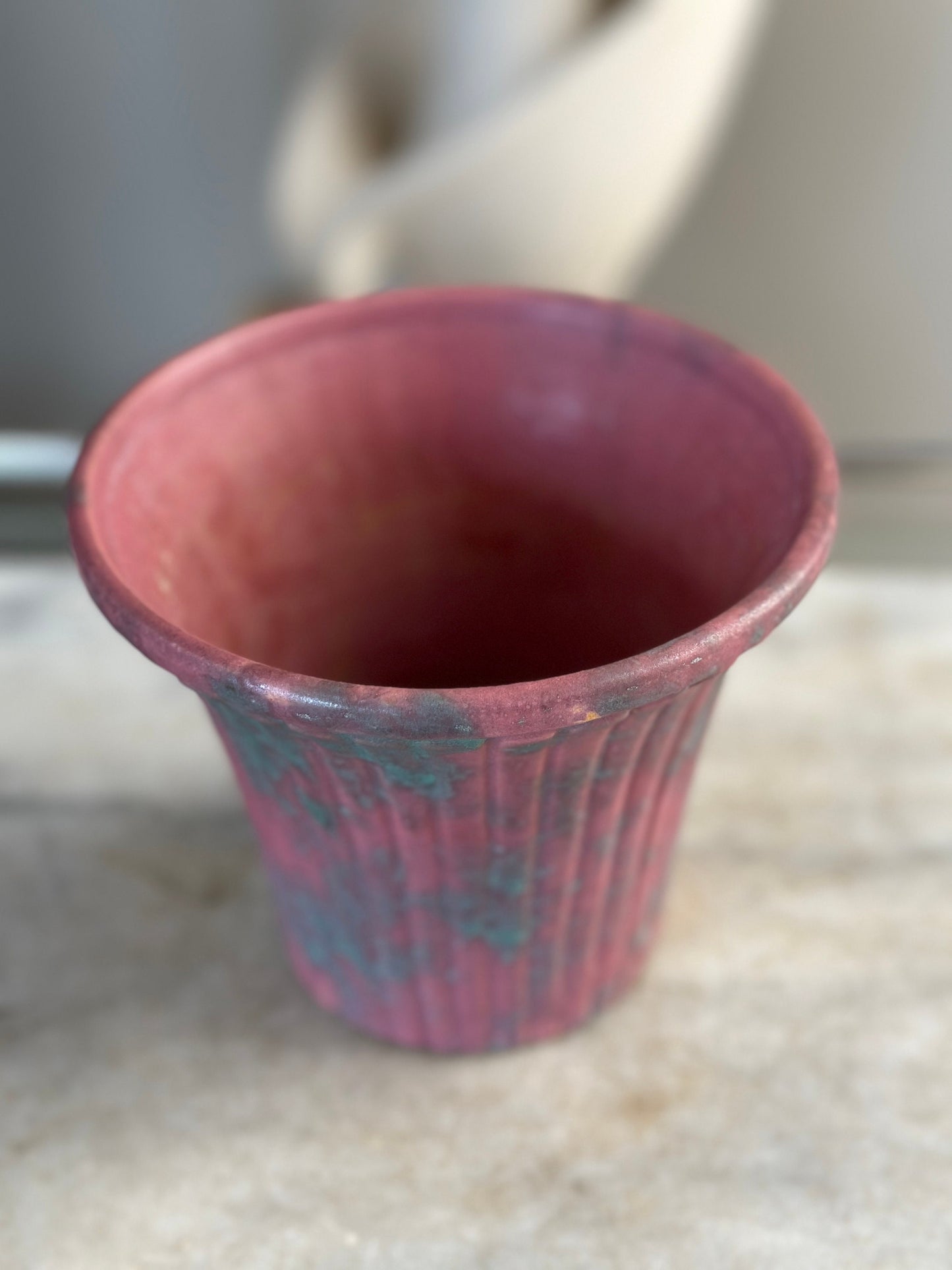 Burley Winter 1930s Vintage Art Pottery Mottled Blue and Pink | Ceramic Planter | Number 5