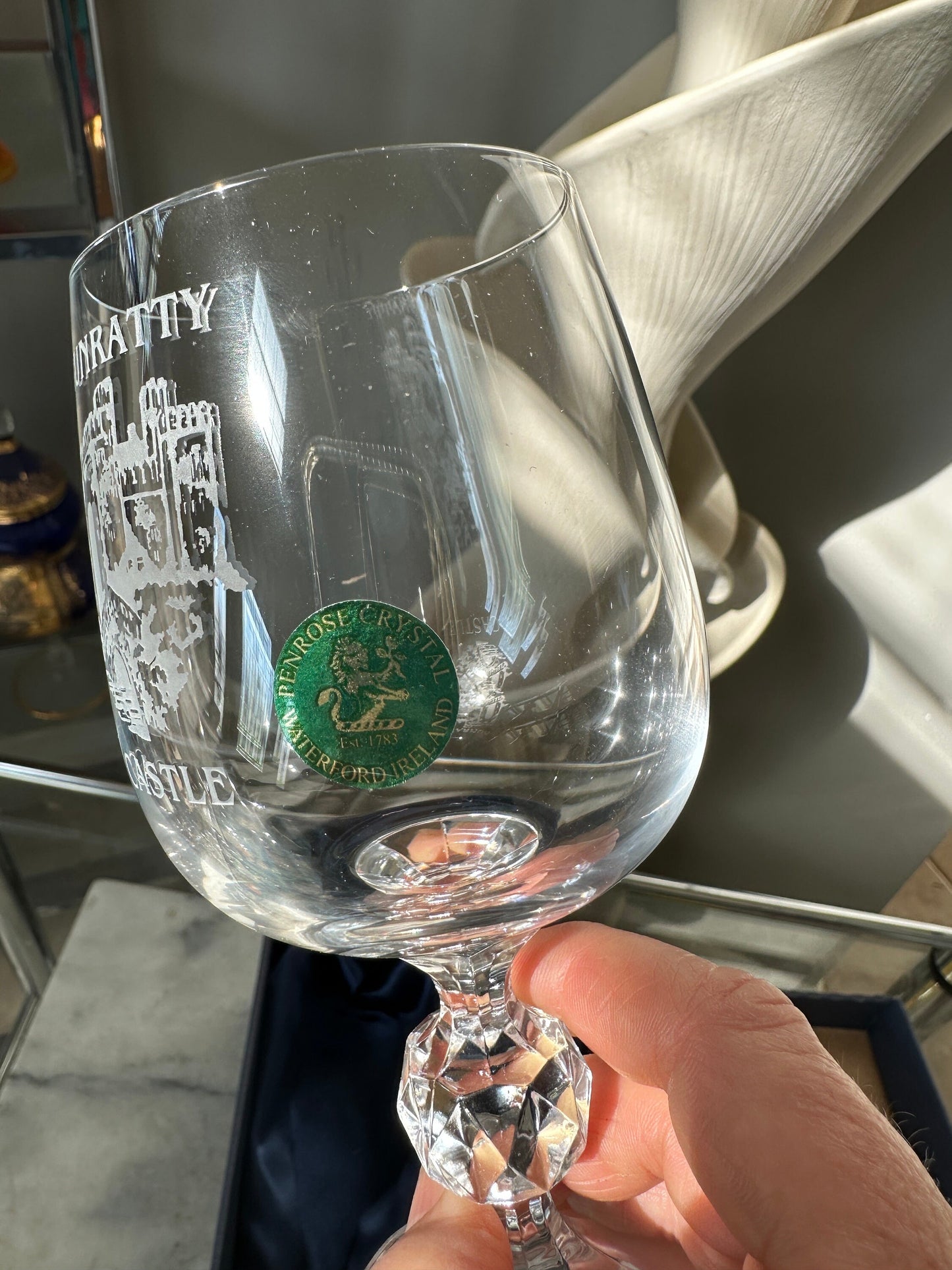 Vintage Boxed Glass Souvenir Goblets Waterford Ireland Penrose Bjnrattu Castle Crystal Glass Tankard Beer Good Condition