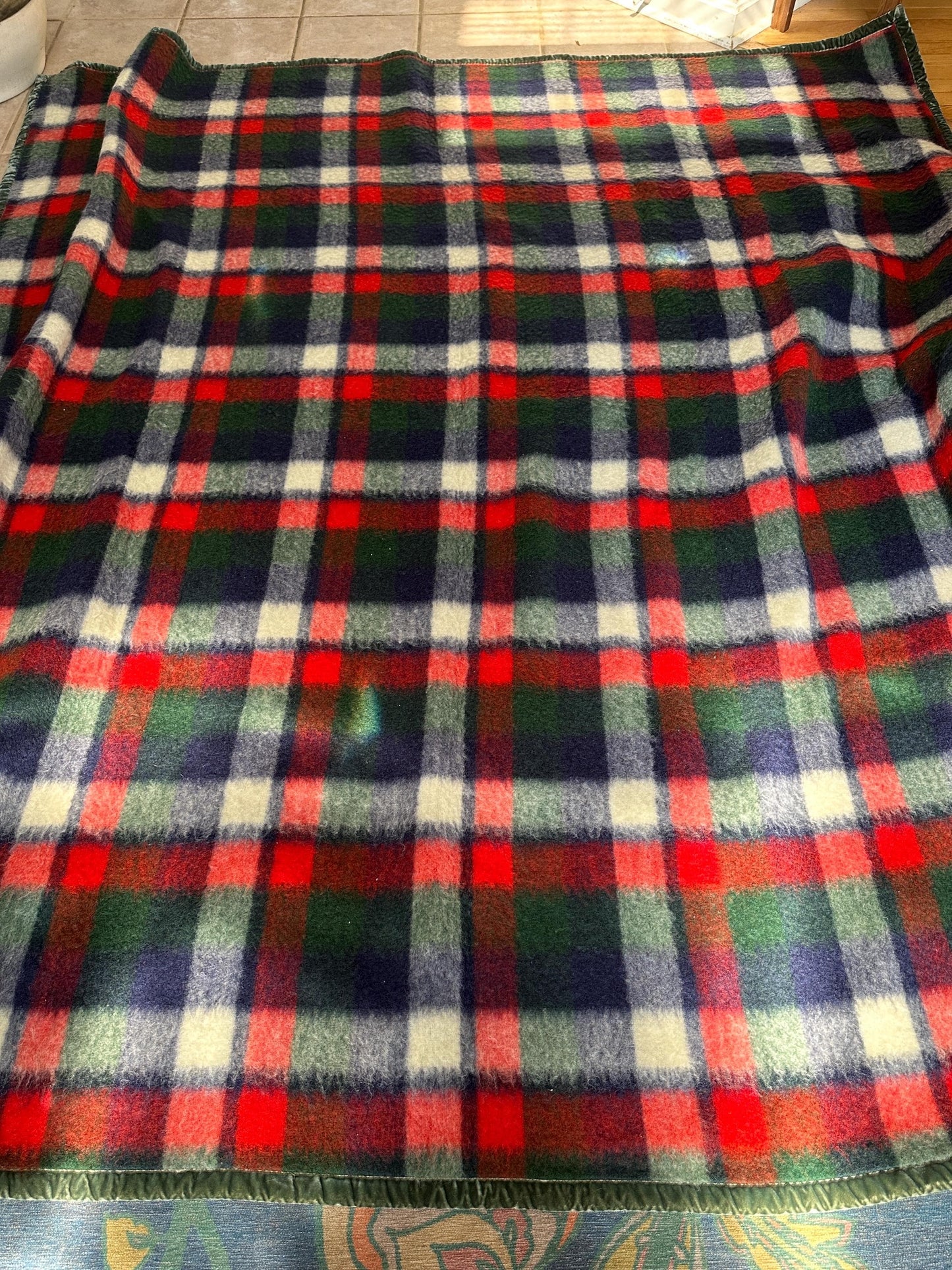 Lebber  Vintage wool plaid  blanket 100% pure new wool from Aabe | 90” x 90”