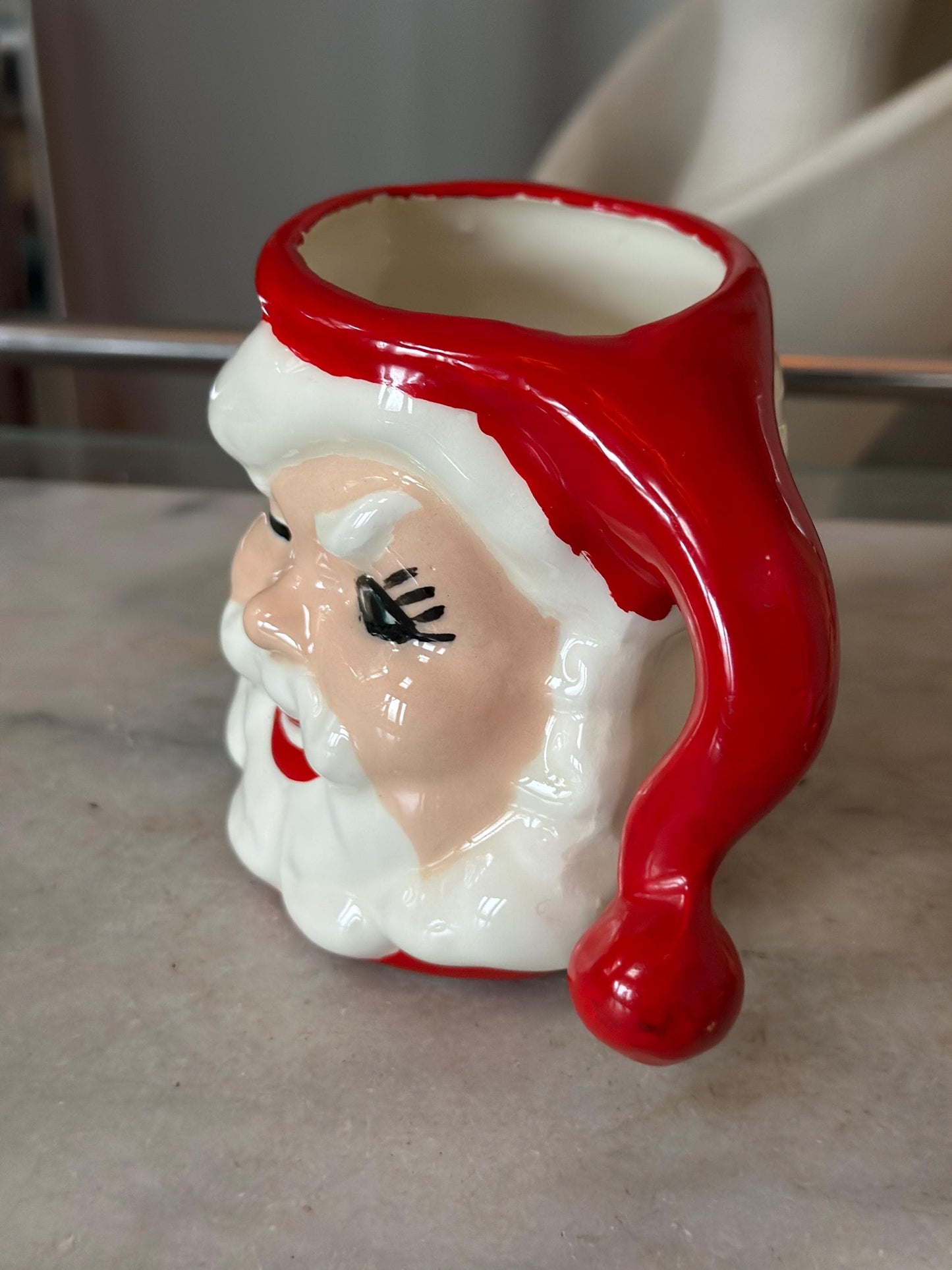 Vintage Christmas Santa Face Mug - Winking Eye Santa | Shabby Chic Santa