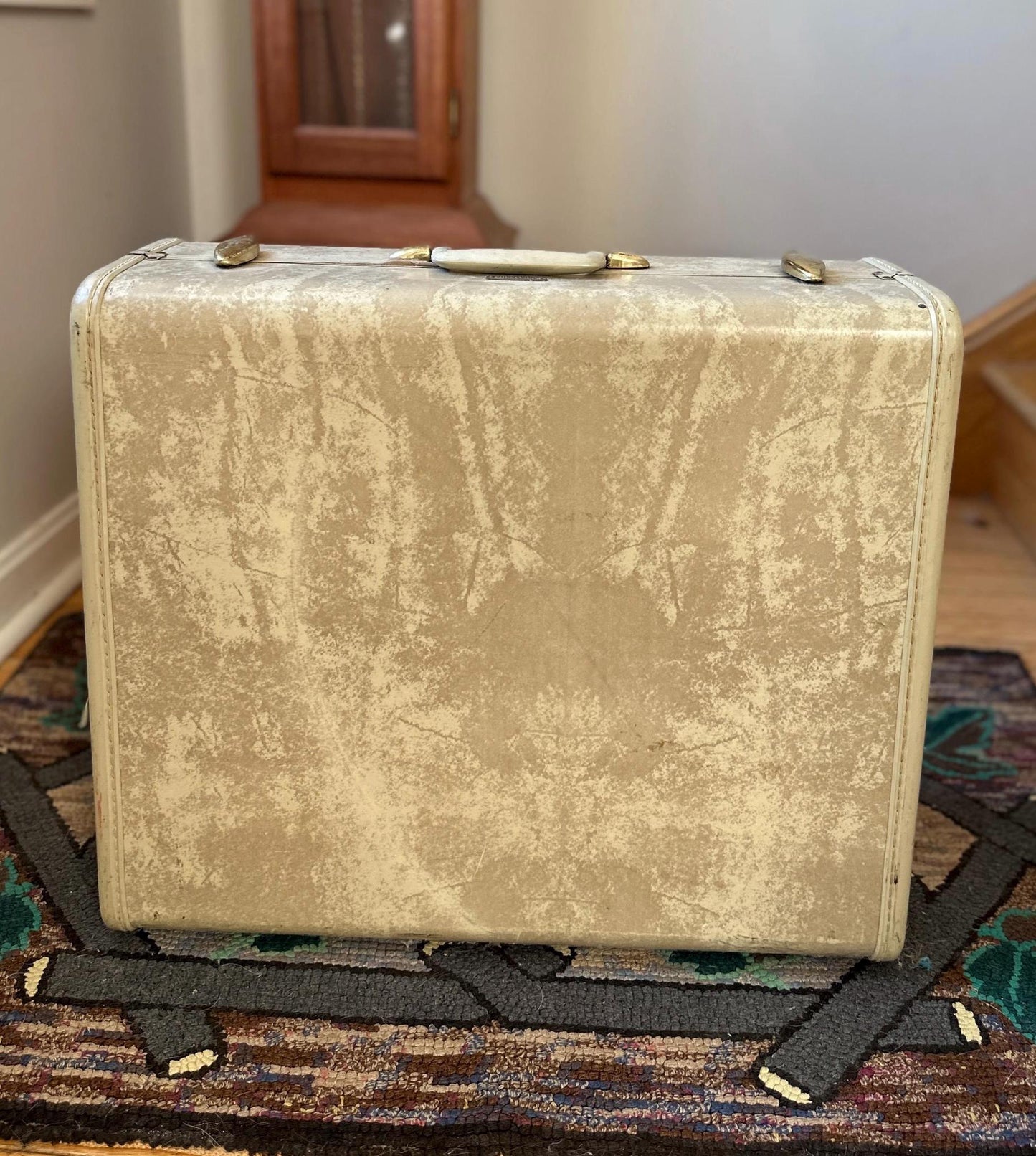 Vintage ~Samsonite Suitcase~Tan Marble ~#4551~Shwayder Bros Hard Case Luggage | Prop Piece