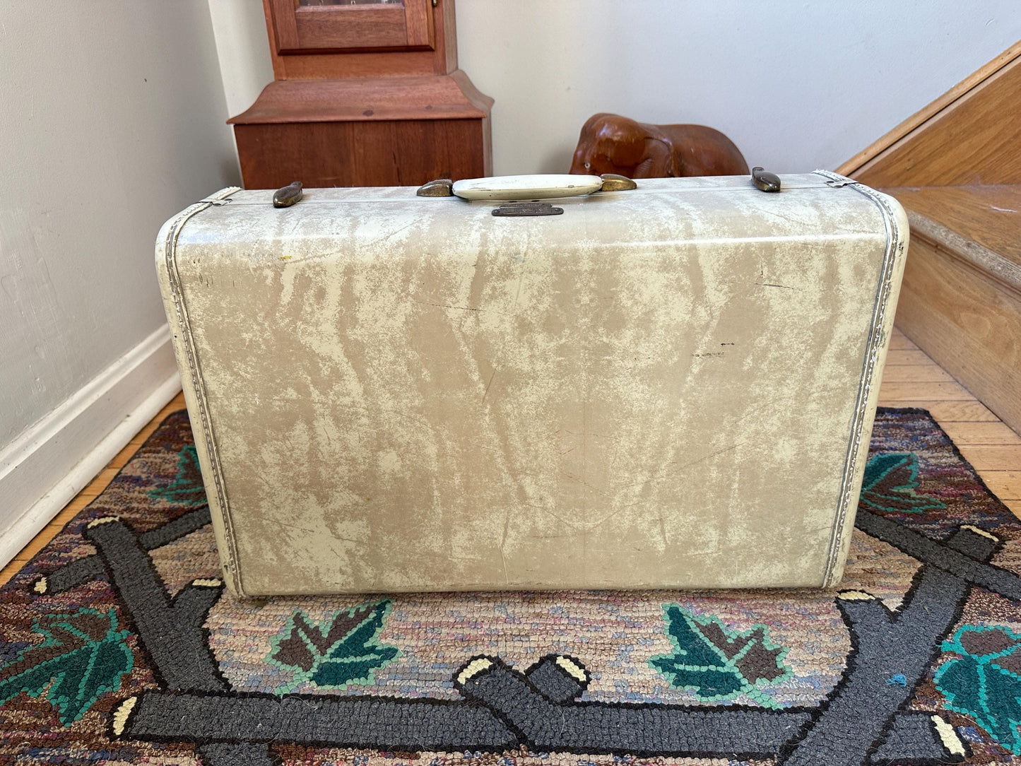 Vintage Cream Marble Samsonite Suitcase, White Suitcase, Vintage Suitcase, Suitcase Photo Prop, Vintage Samsonite Luggage