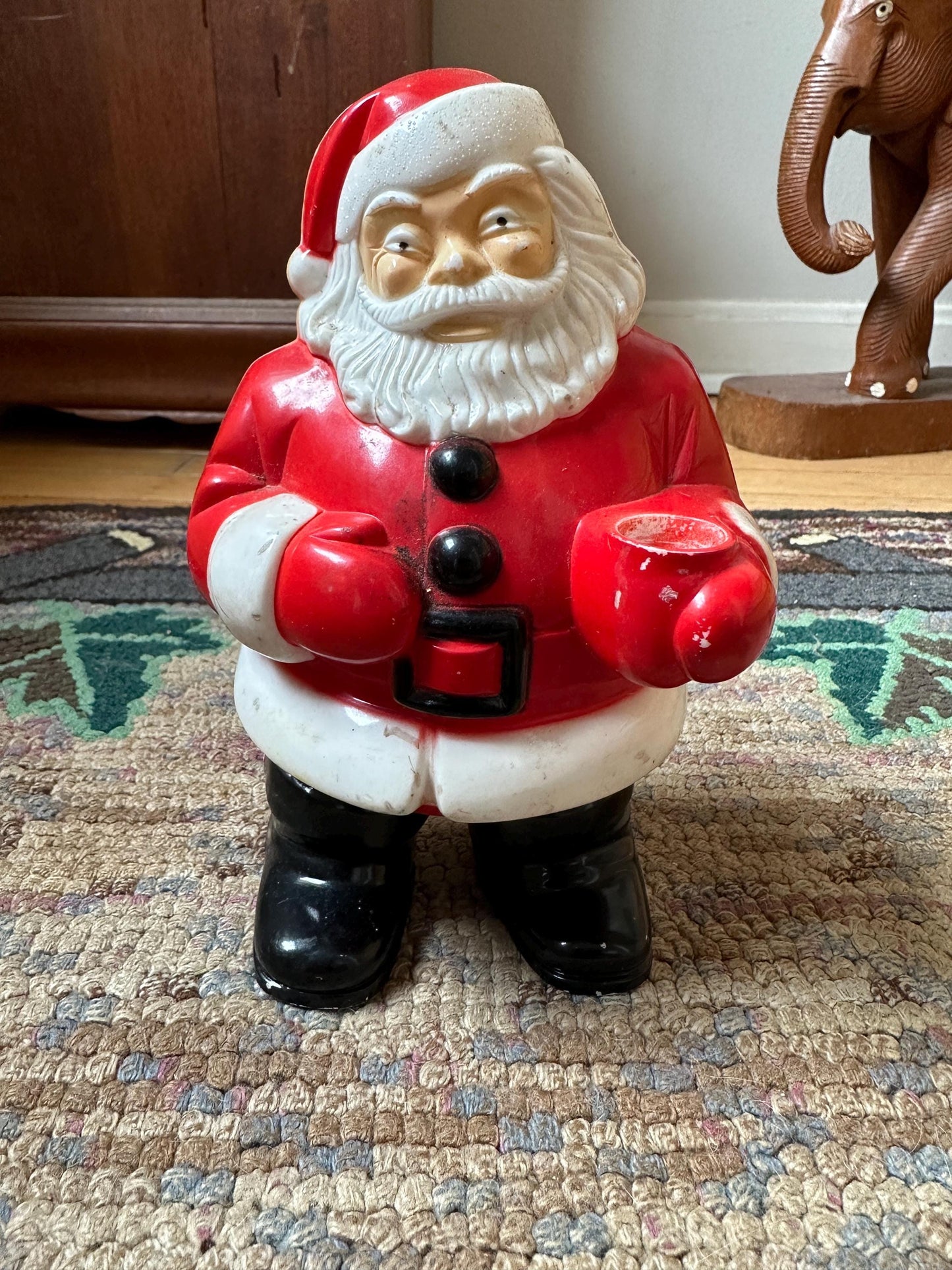 Vintage Santa Claus Royalite  light up figurine molded hard plastic Christmas decoration