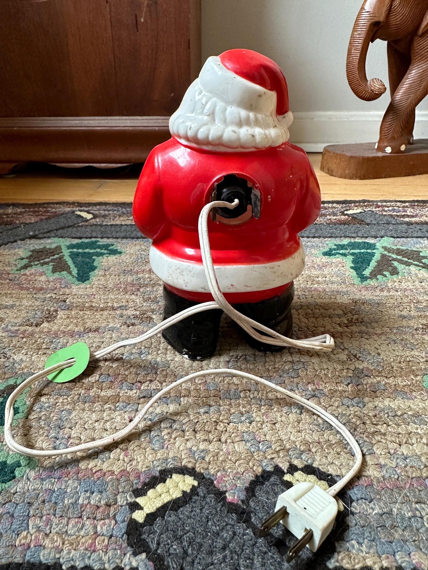 Vintage Santa Claus Royalite  light up figurine molded hard plastic Christmas decoration