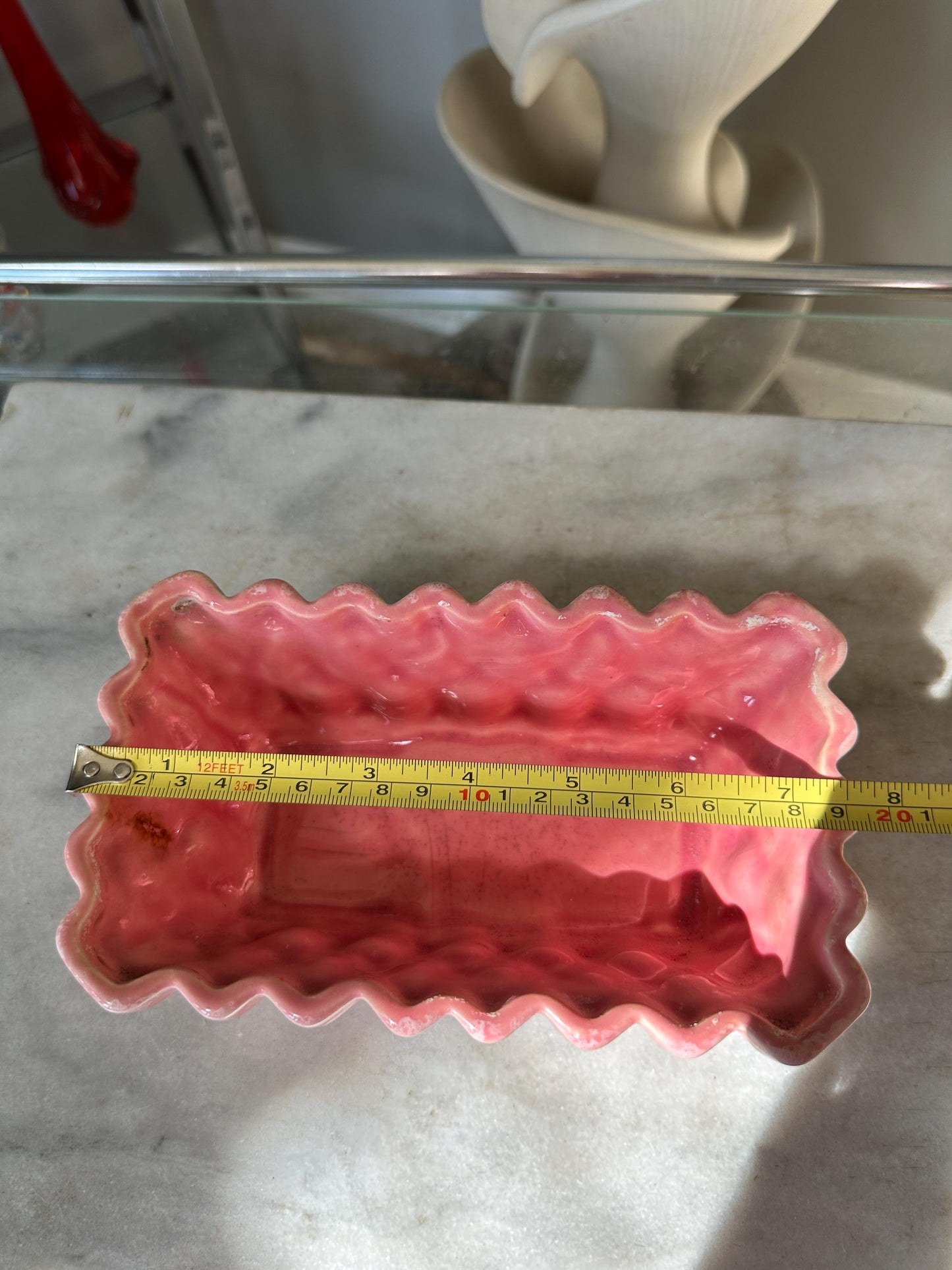 UPCO 1028 Pink Drip Glaze Rectangle Pottery Planter