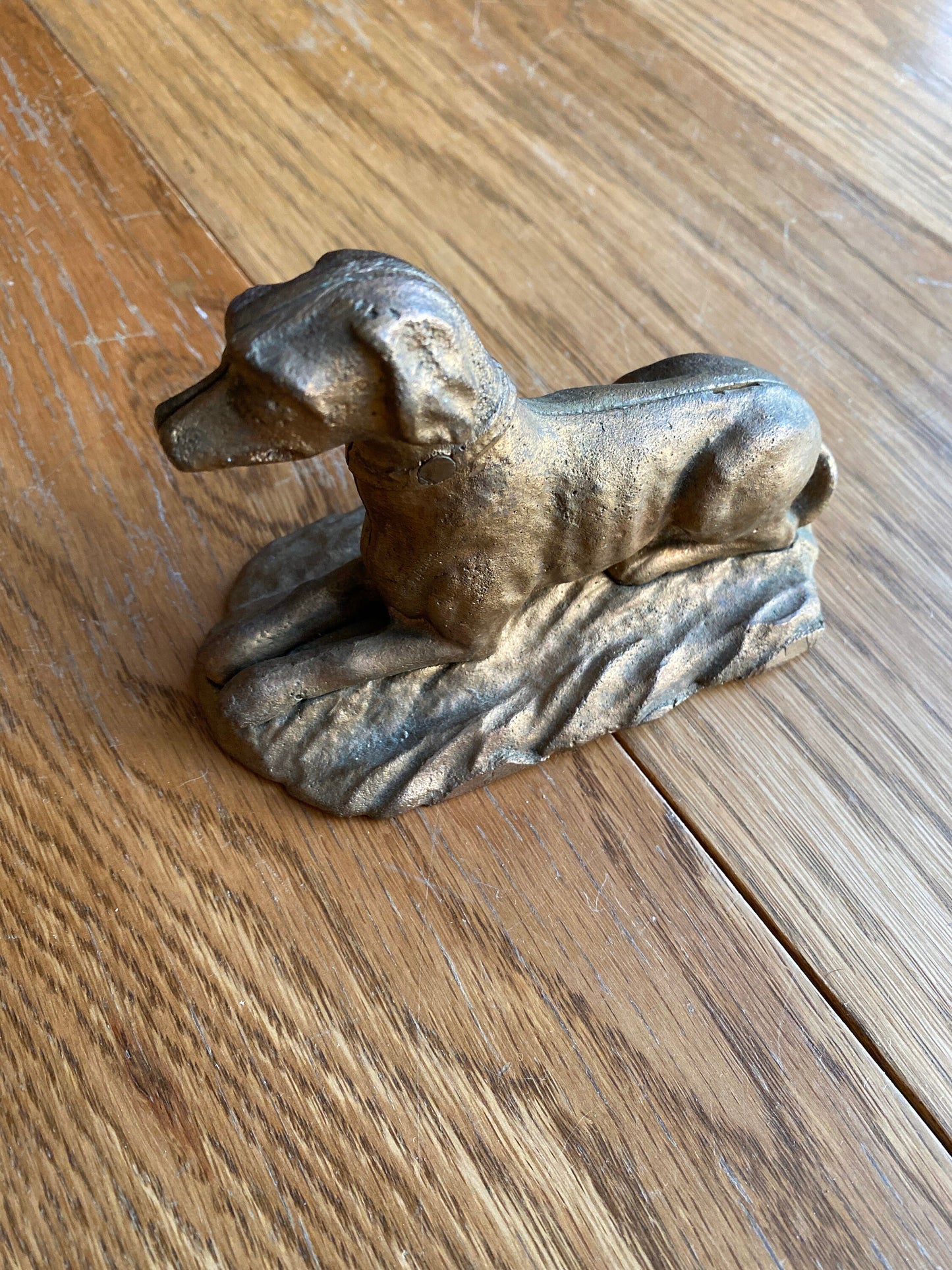 Vintage Gold Cast Iron Dog Paperweight IRISH ENGLISH Setter 5 Inches Nice Patina