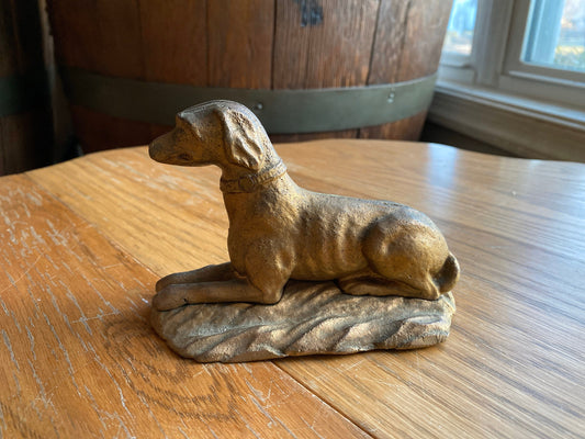 Vintage Gold Cast Iron Dog Paperweight IRISH ENGLISH Setter 5 Inches Nice Patina