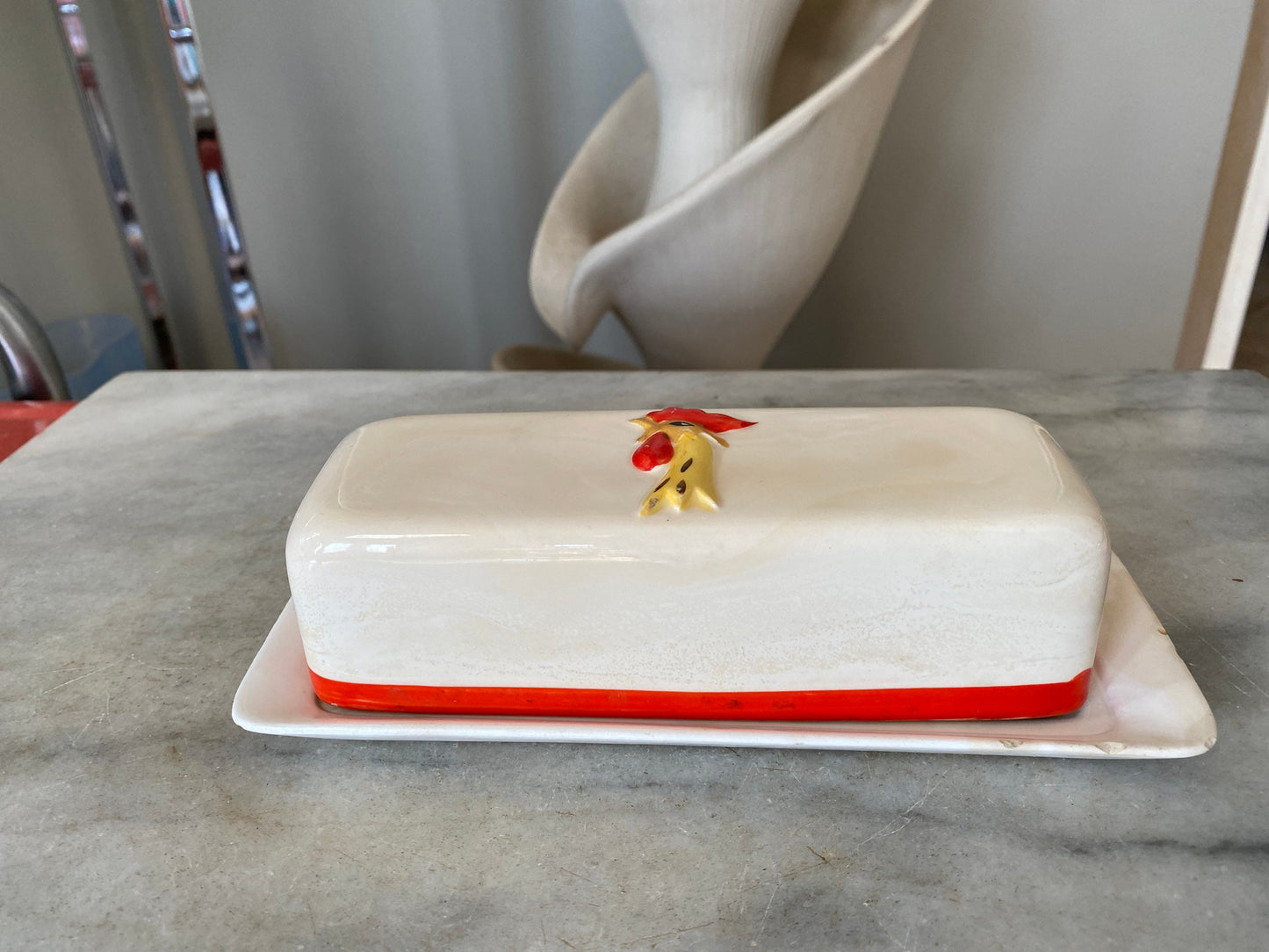 Holt Howard COQ Rouge Butter Dish | Holt Howard Red Rooster Buttwr Dish | MCM Kitchen