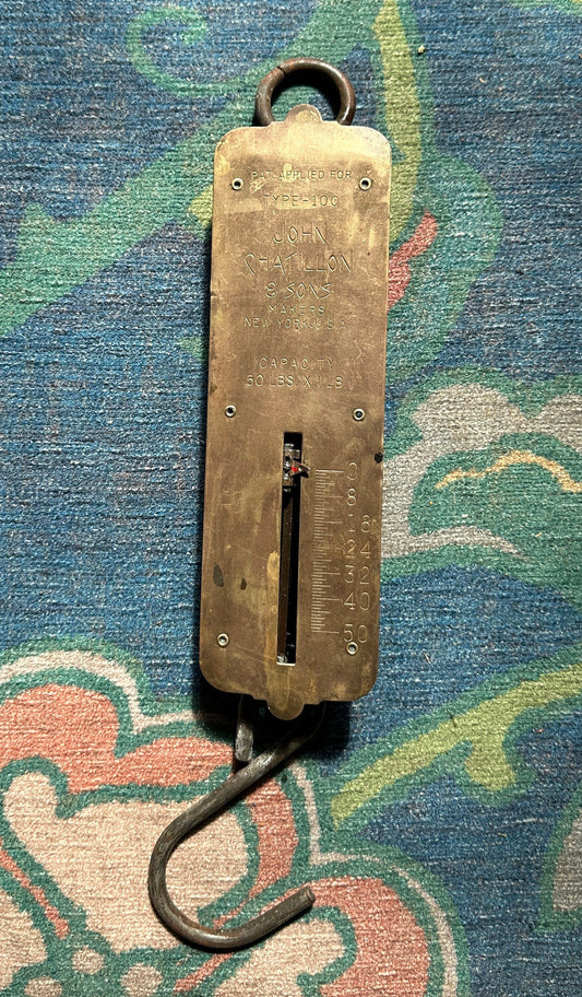 Vintage 50 Pound John Chatillon & Sons  Makers Spring Balanced Scale New York | Industrial Decor | Farmhouse Decor