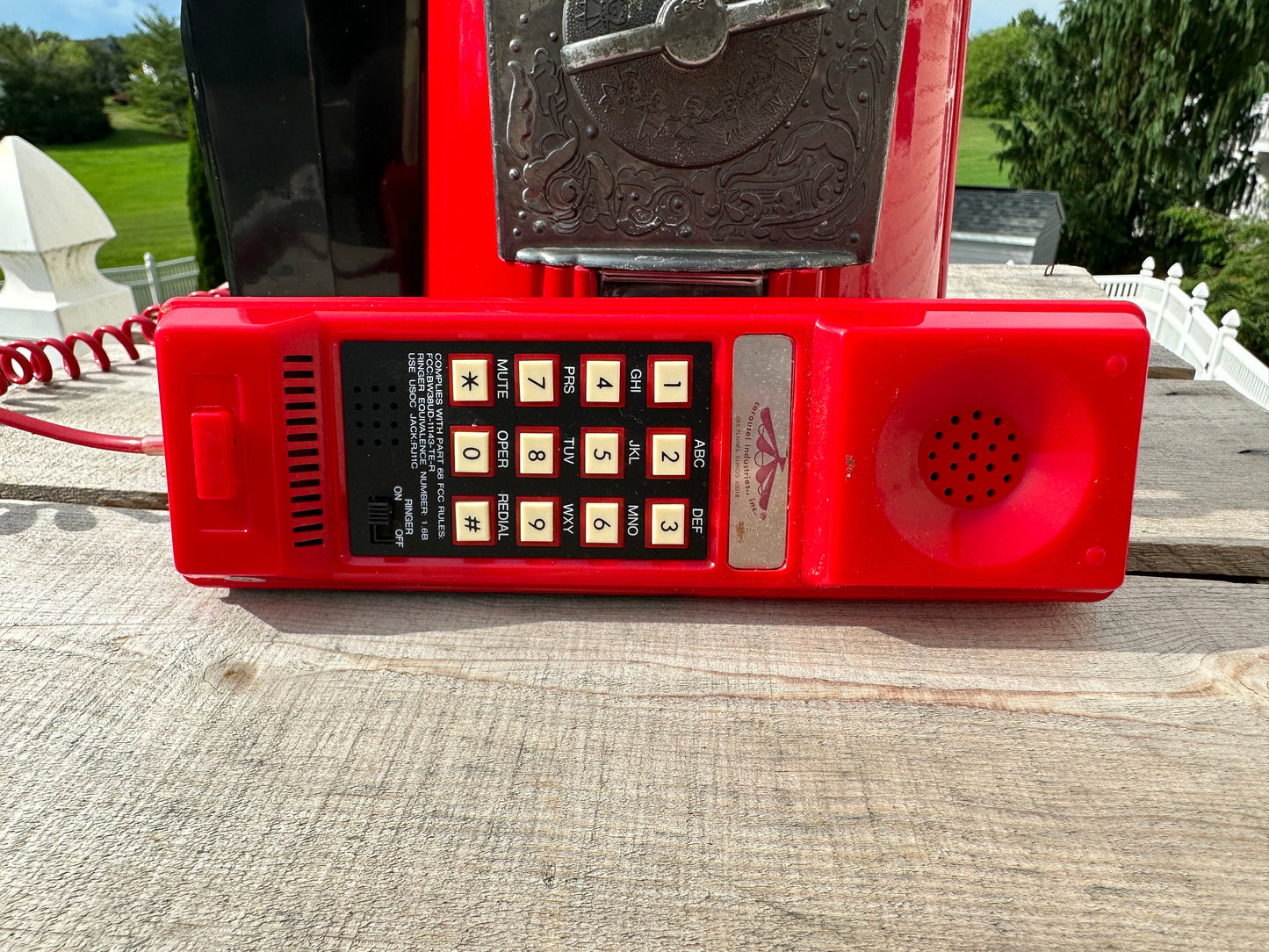 Vintage Bubble Gum Machine with Attached Telephone-Bright Red Metal Gumball Machine w/Red Plastic "Snappy" Phone by Tectel Inc-Collectible