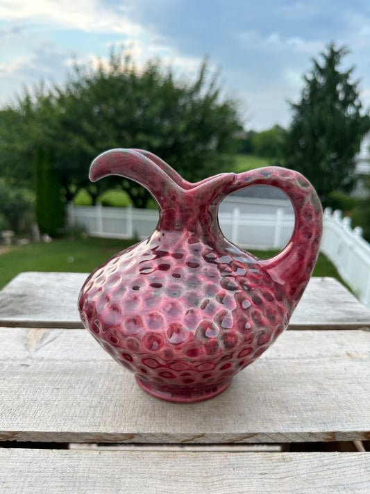 Vintage 1940's Artistic Potteries California Pitcher Dimples Pink Grey